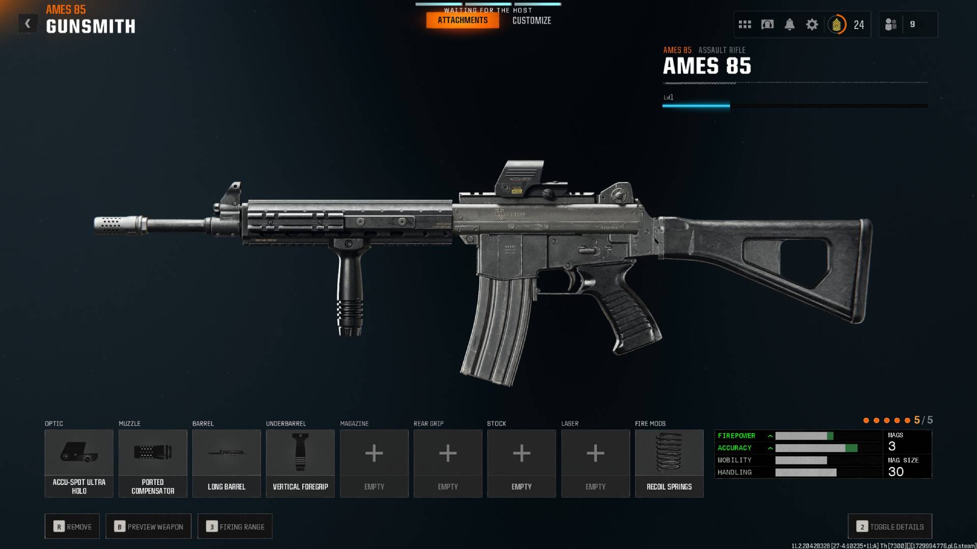 The AMES 85 loadout in Black Ops 6