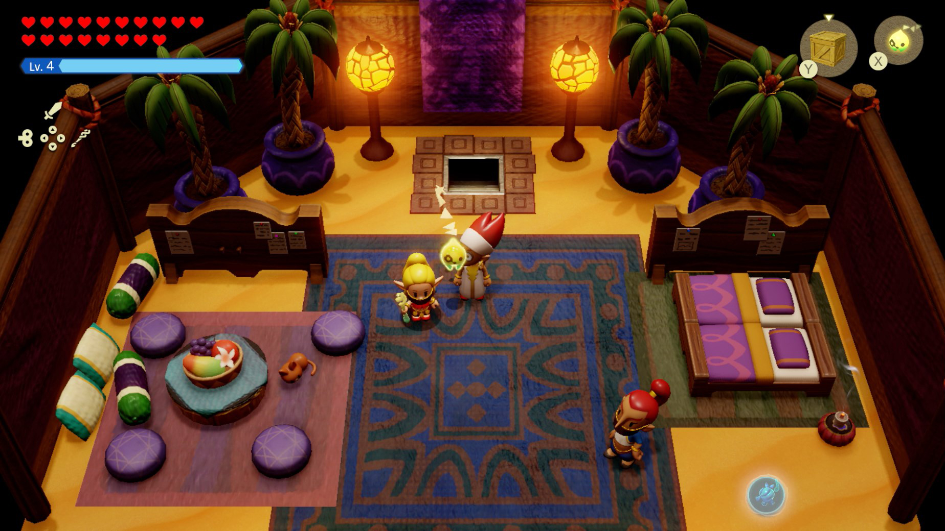 Zelda wears a dancer’s outfit in the mango rush tent in Echoes of Wisdom.