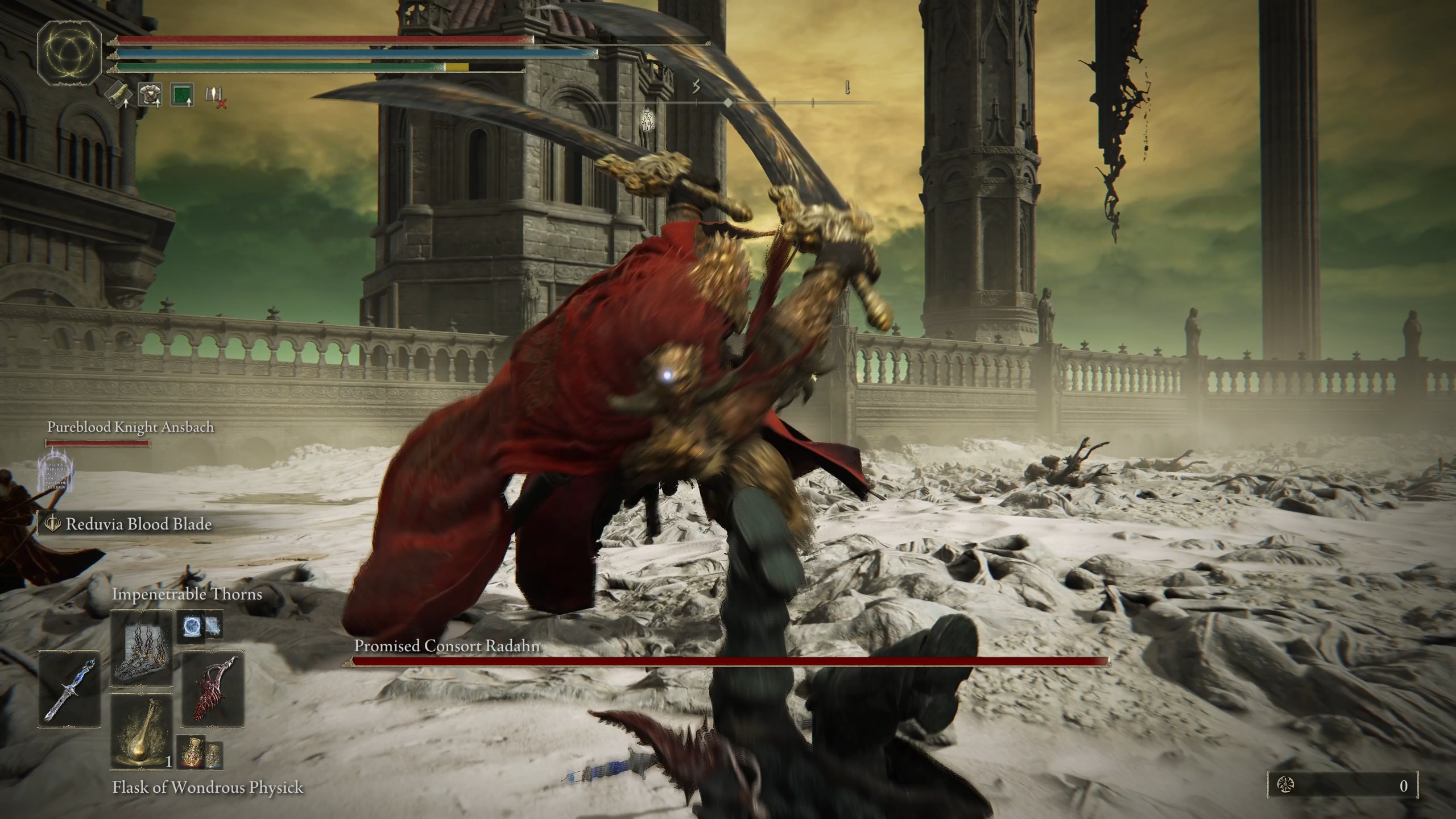 Radahn swings two swords during the Elden Ring DLC final boss fight.