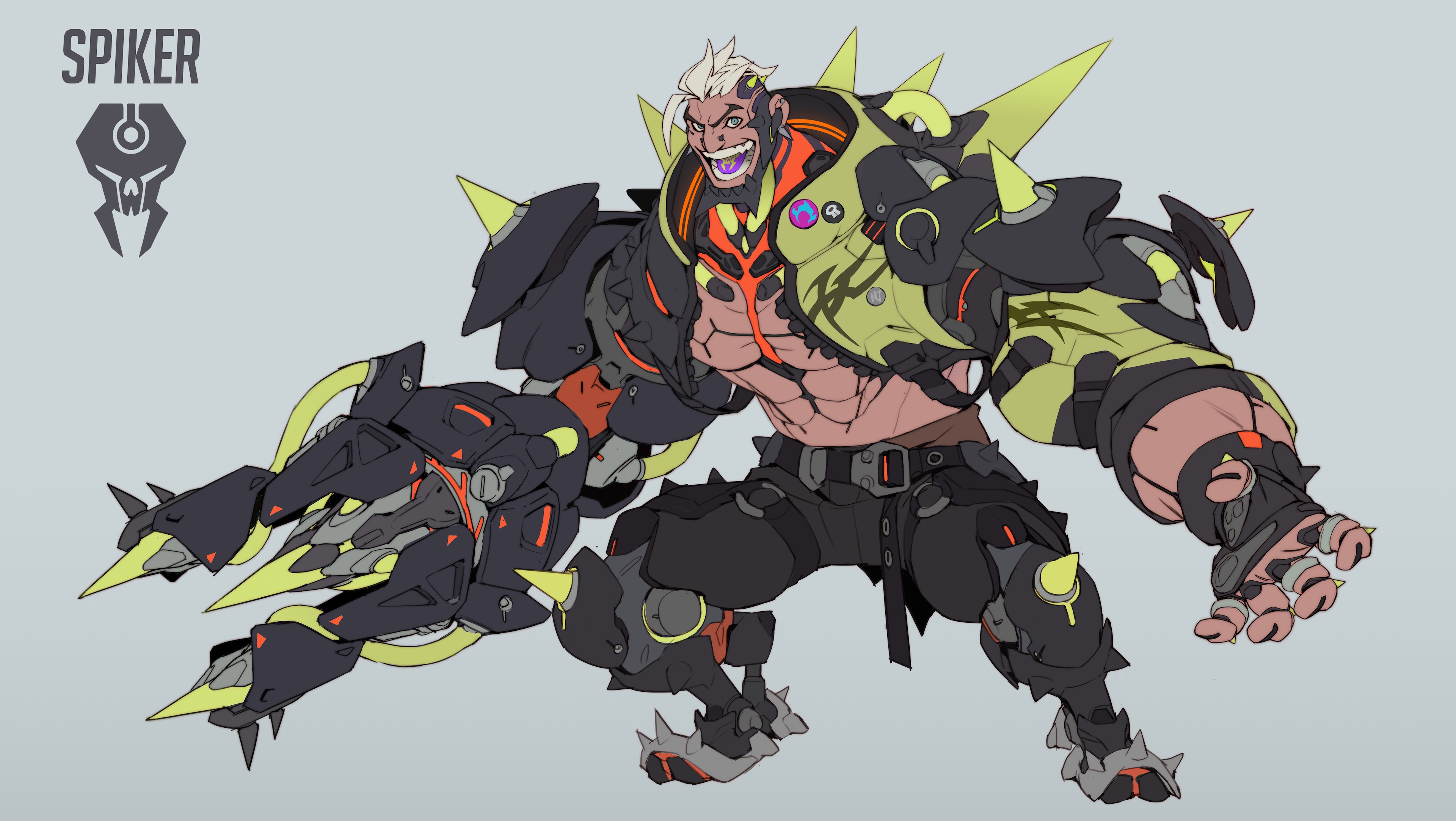 Early concept art of the hero Hazard from Overwatch 2 when he was under the name Spiker