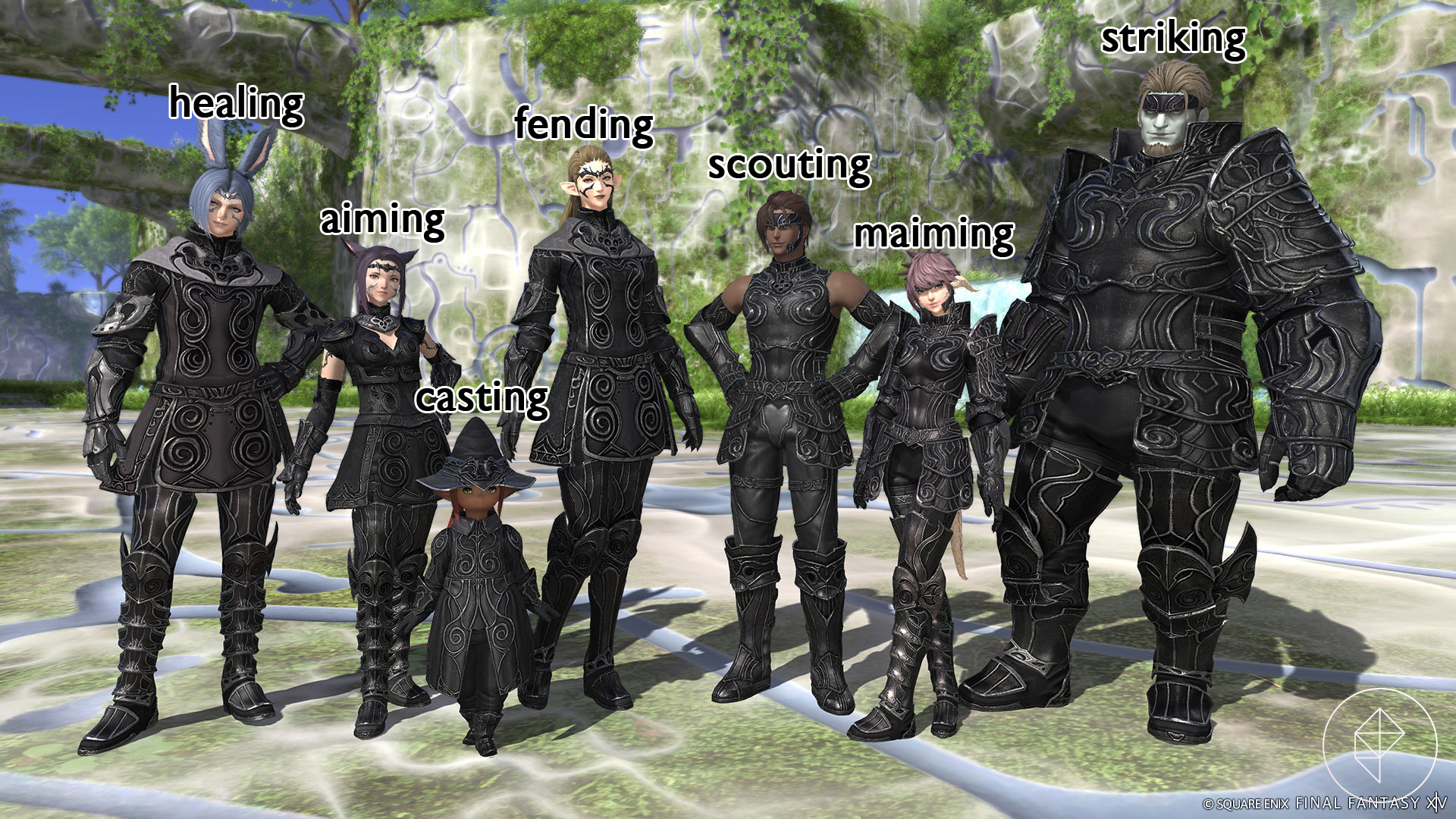 The raid gear from the FFXIV raid Jeuno: The First walk.