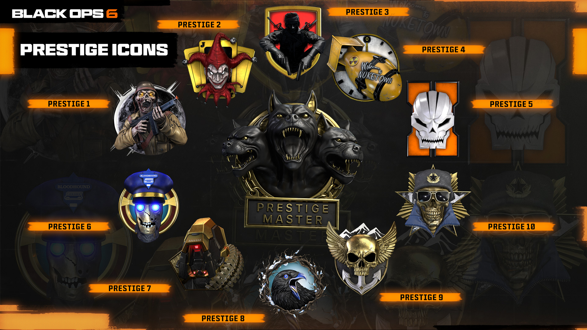 The set of prestige icons in Black Ops 6.