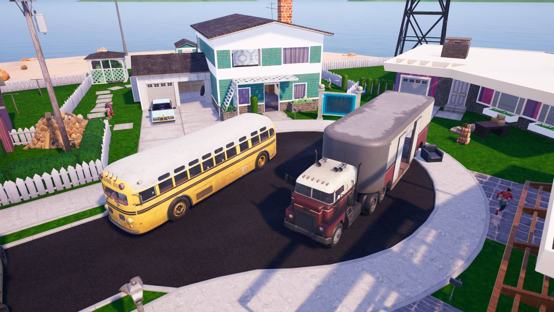 Nuketown recreation in a creative island in Fortnite.