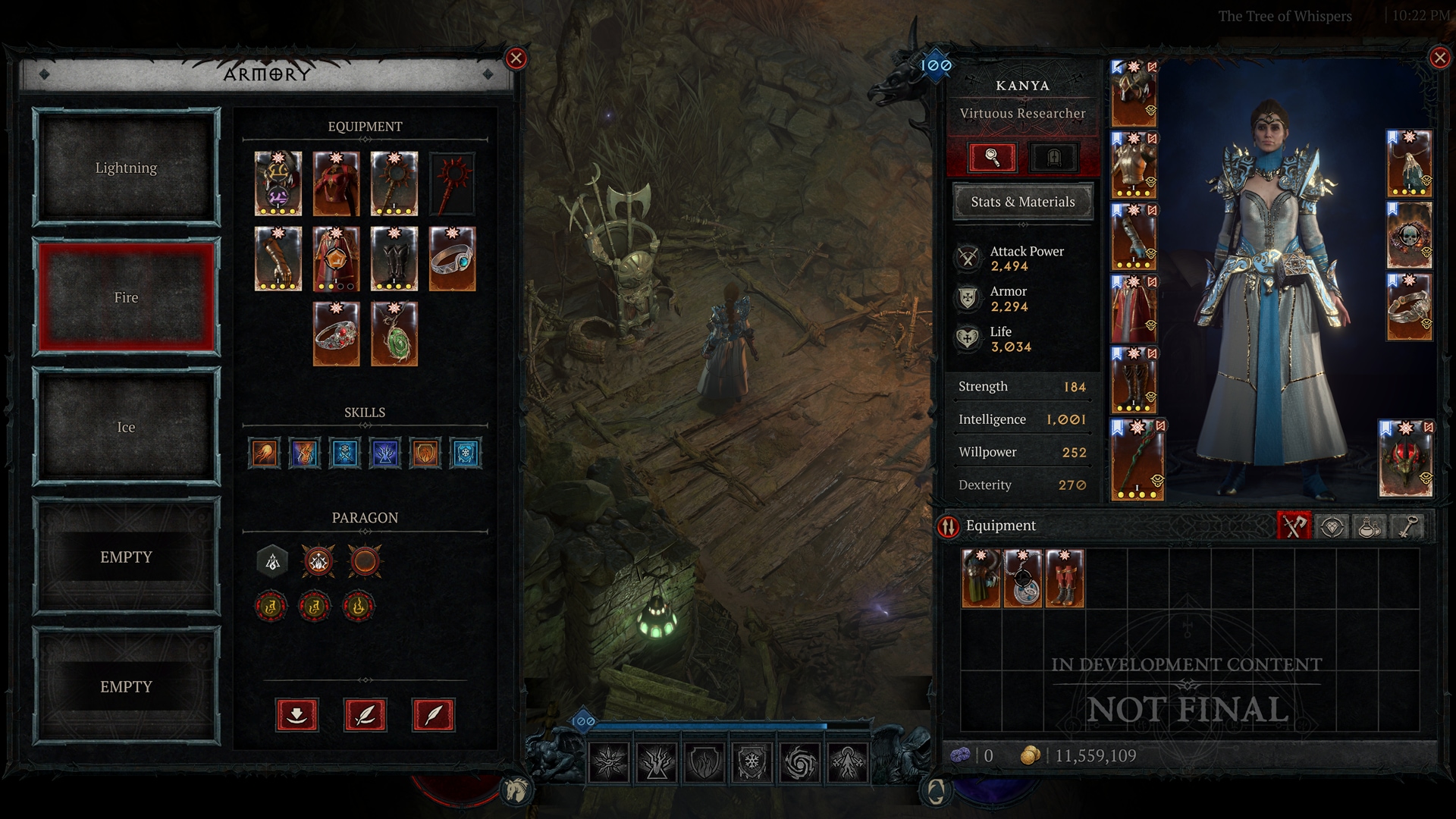 A character uses the new Armory feature in Diablo 4