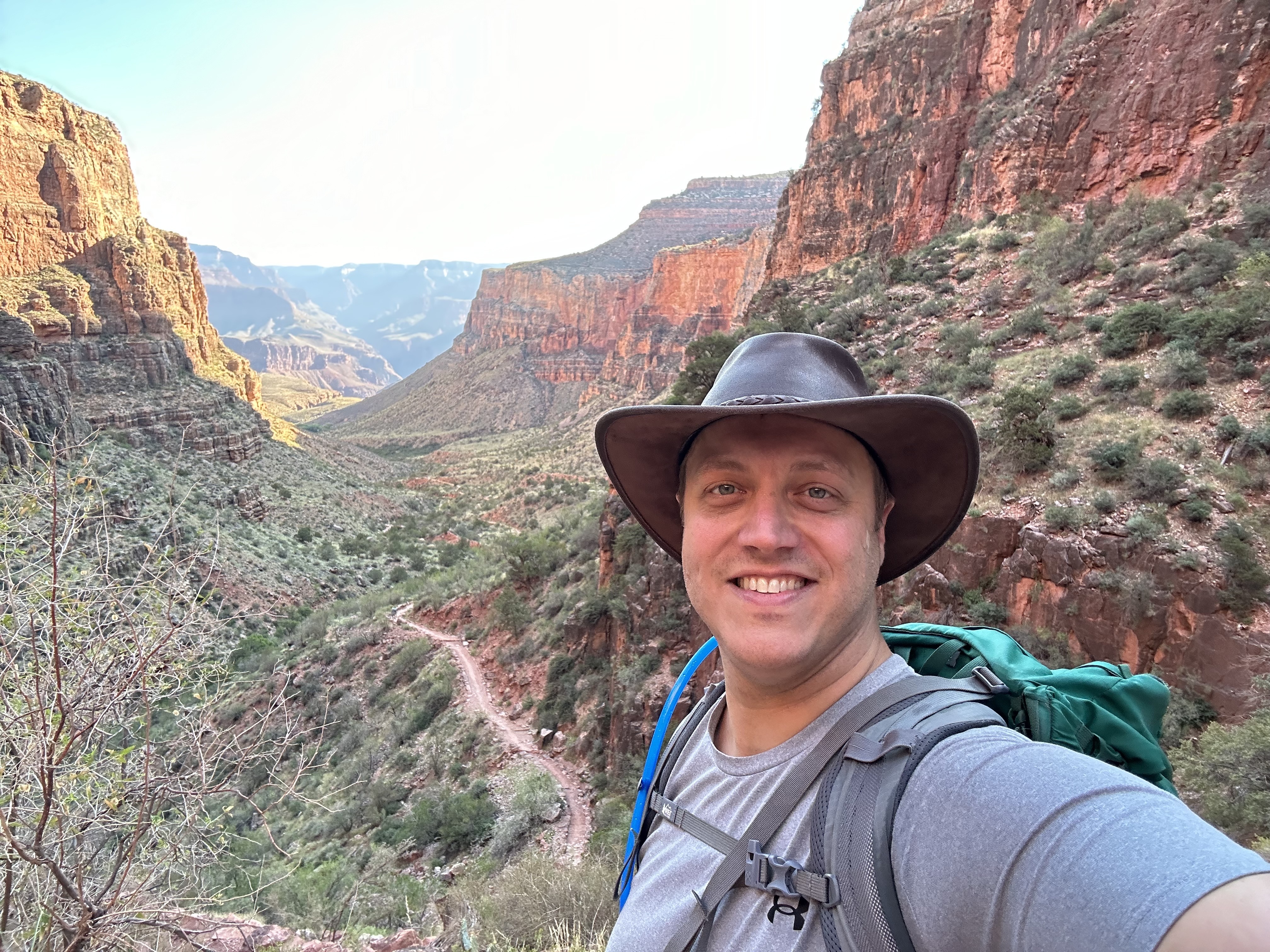 The author on a trail inside the Grand Canyon.