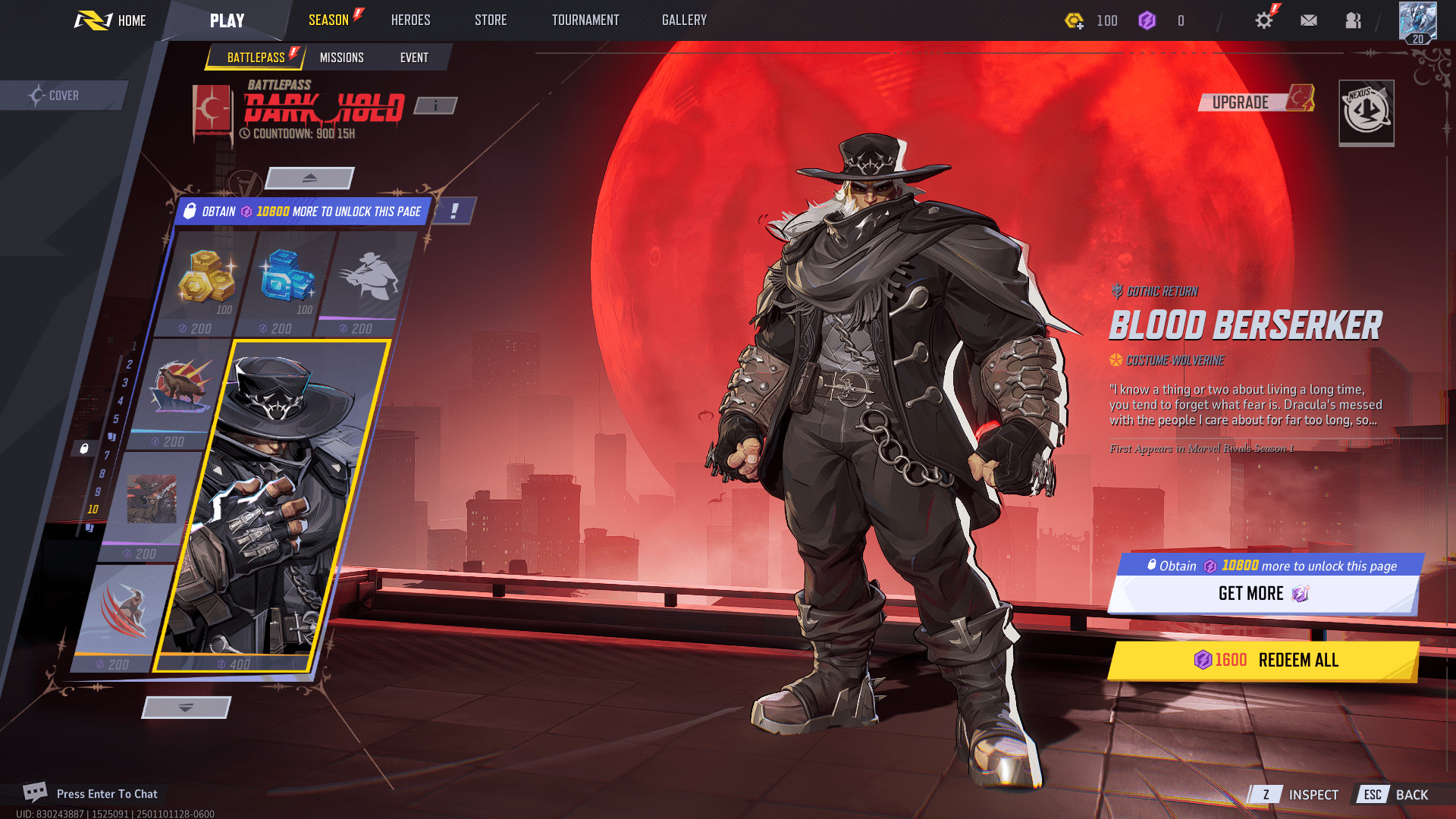 Wolverine’s Blood Berserker skin in Marvel Rivals season 1