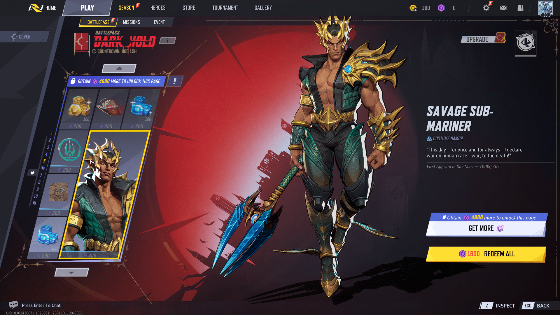 Namor’s Savage Sub-Mariner skin in Marvel Rivals season 1