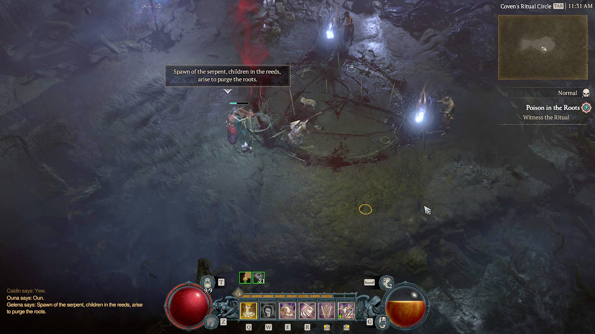 A Barbarian traces a circle of blood in Diablo 4