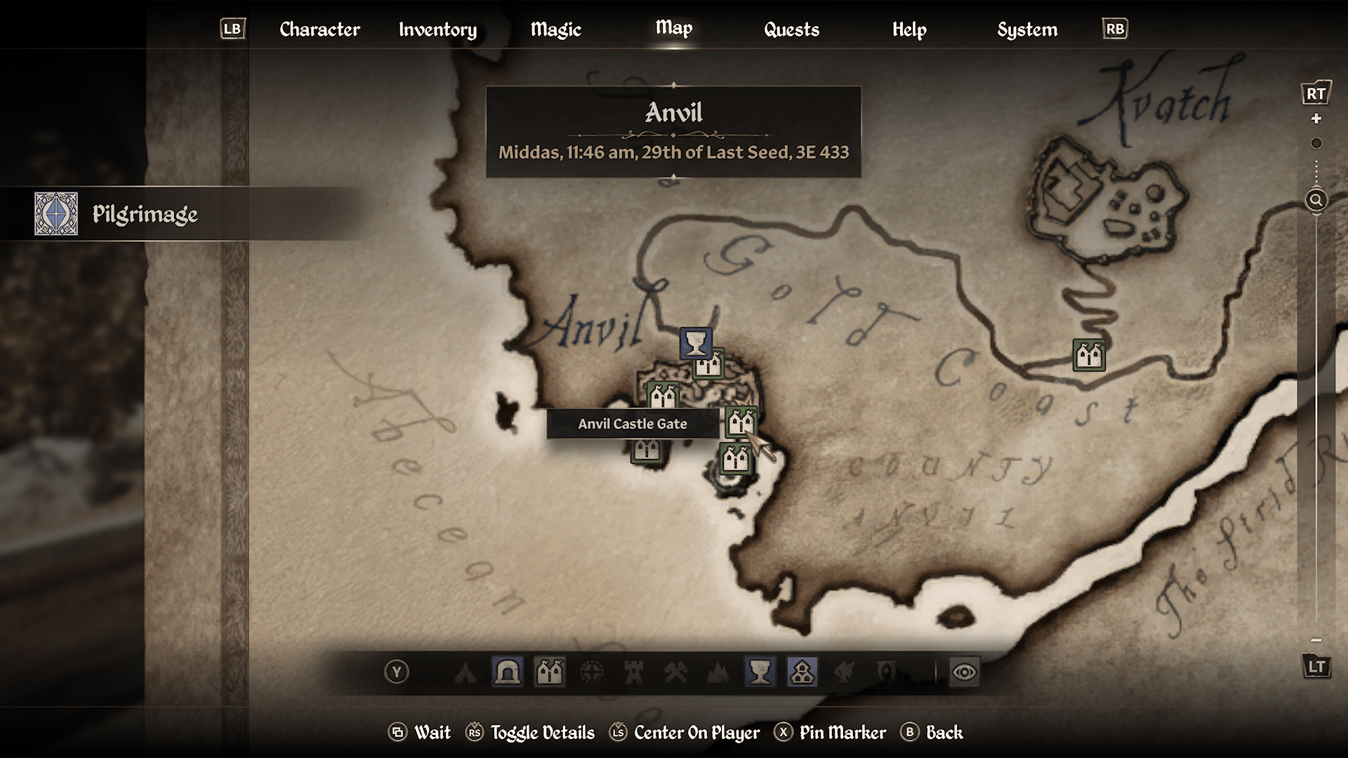 A map shows where to start Pilgrimage in Oblivion Remastered