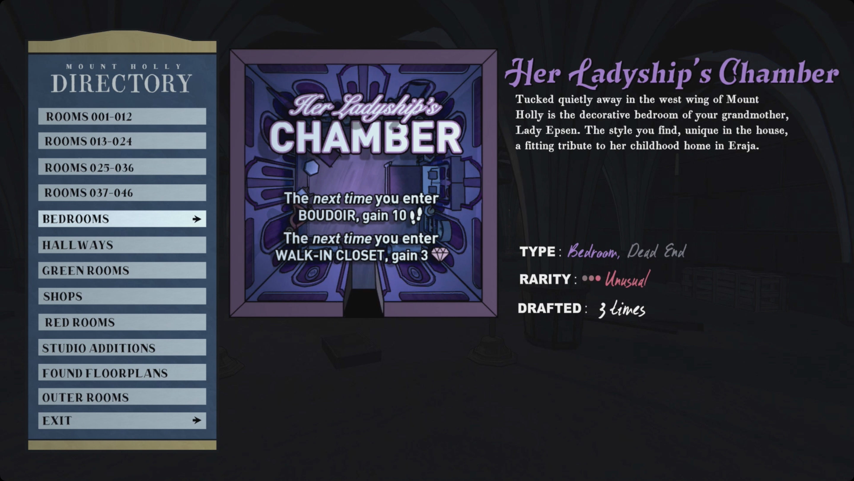 Blue Prince Her Ladyship’s Chamber description
