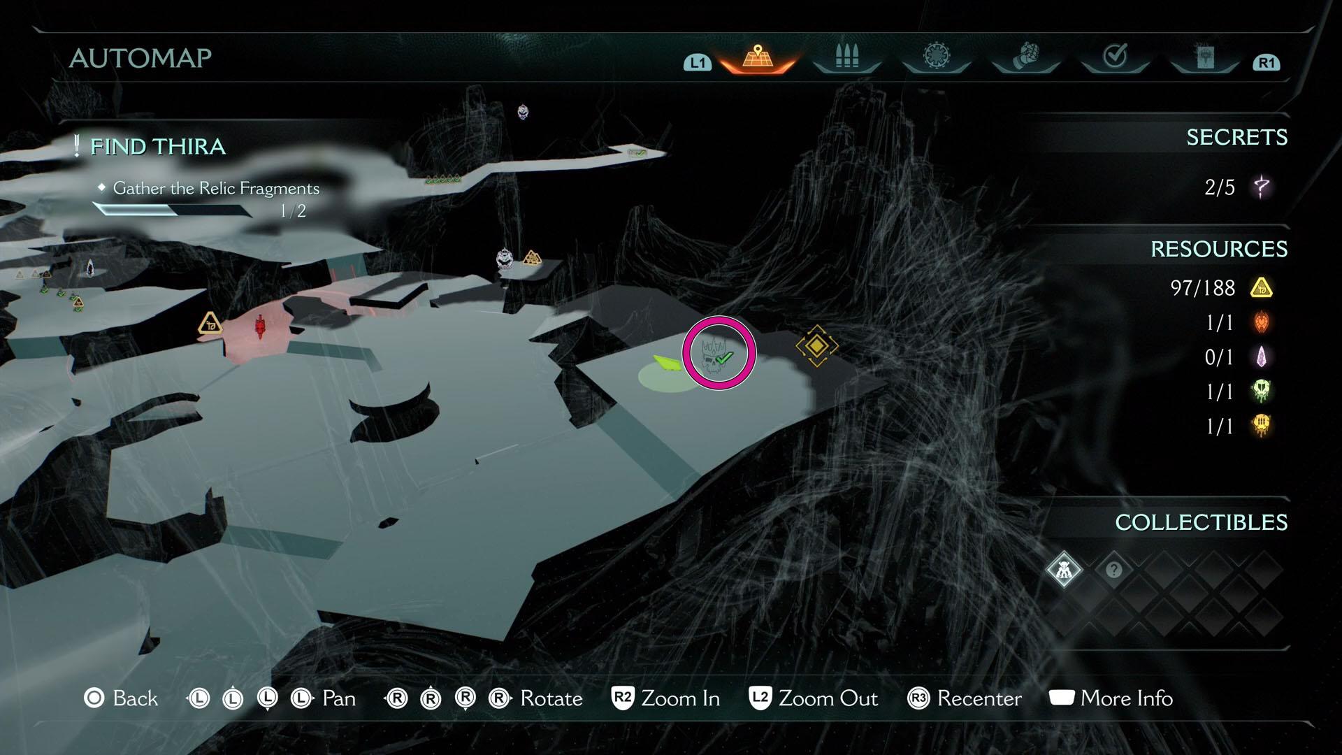 A Doom: The Dark Ages screenshot showing a map and where the leader of Chapter 16 is located on it.