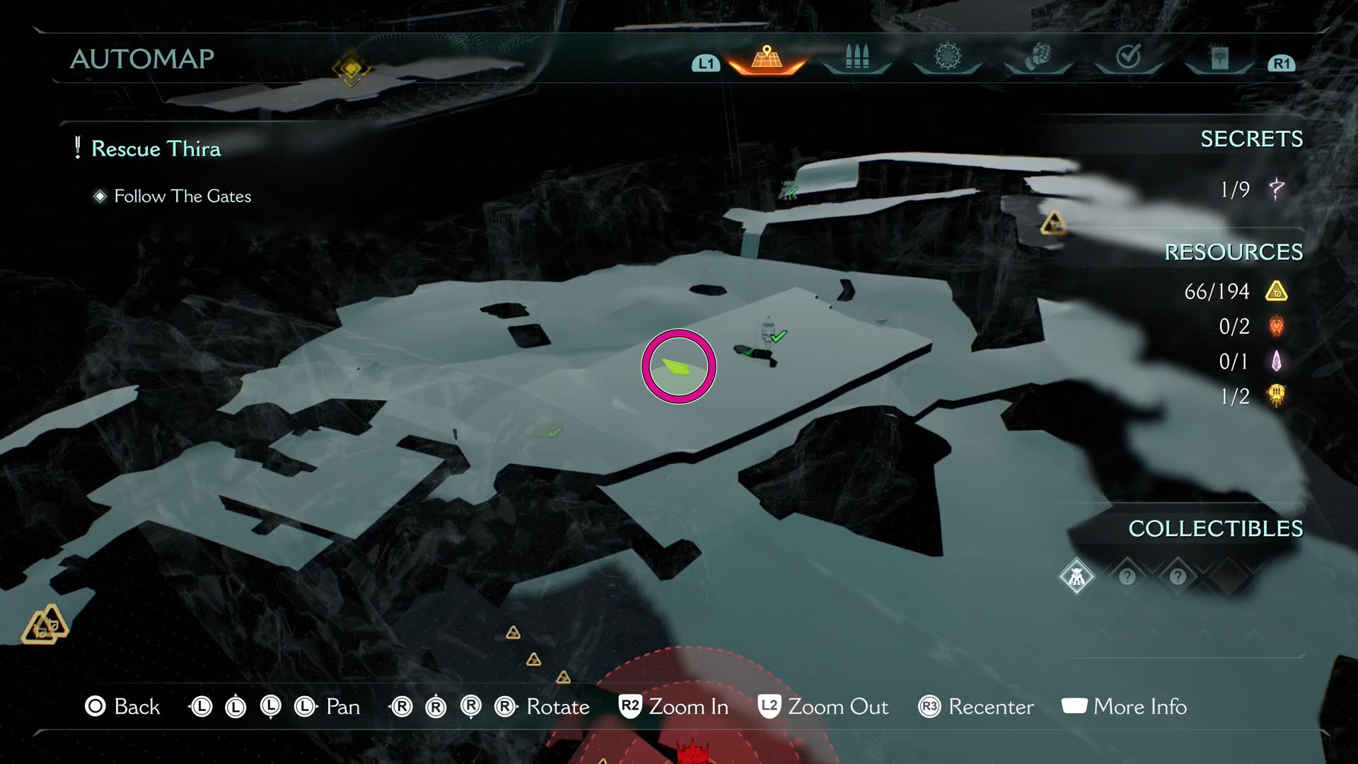 A Doom: The Dark Ages screenshot showing the location on the map of where you find the entrance to the room where the second leader in Chapter 17 is located.