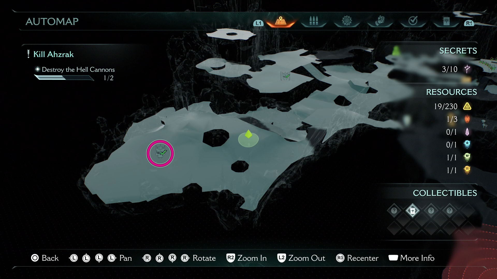 A Doom: The Dark Ages screenshot showing the location of Chapter 10’s leader on the map.