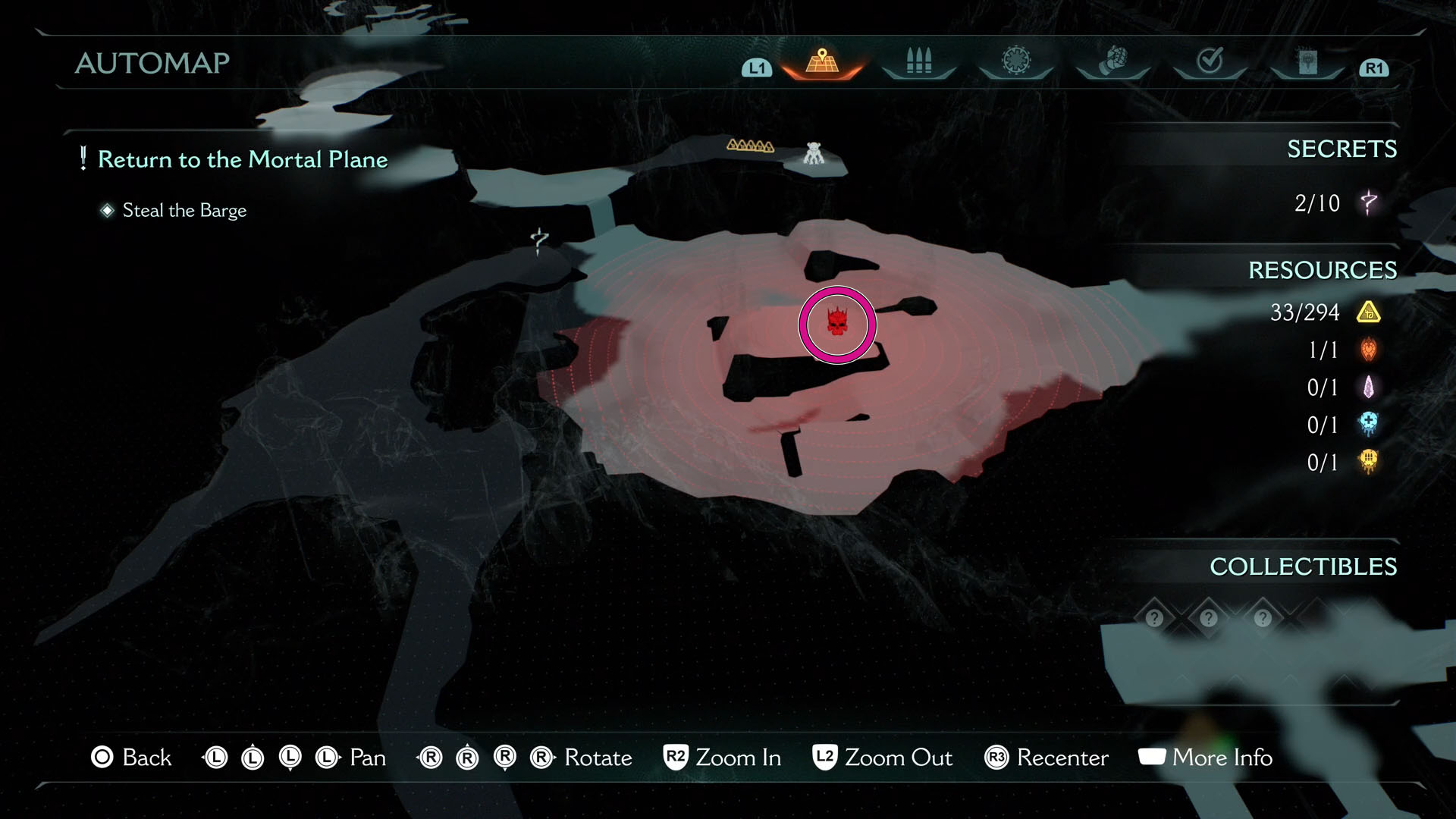 A Doom: The Dark Ages screenshot showing the map of chapter 19 and where the leader is located.