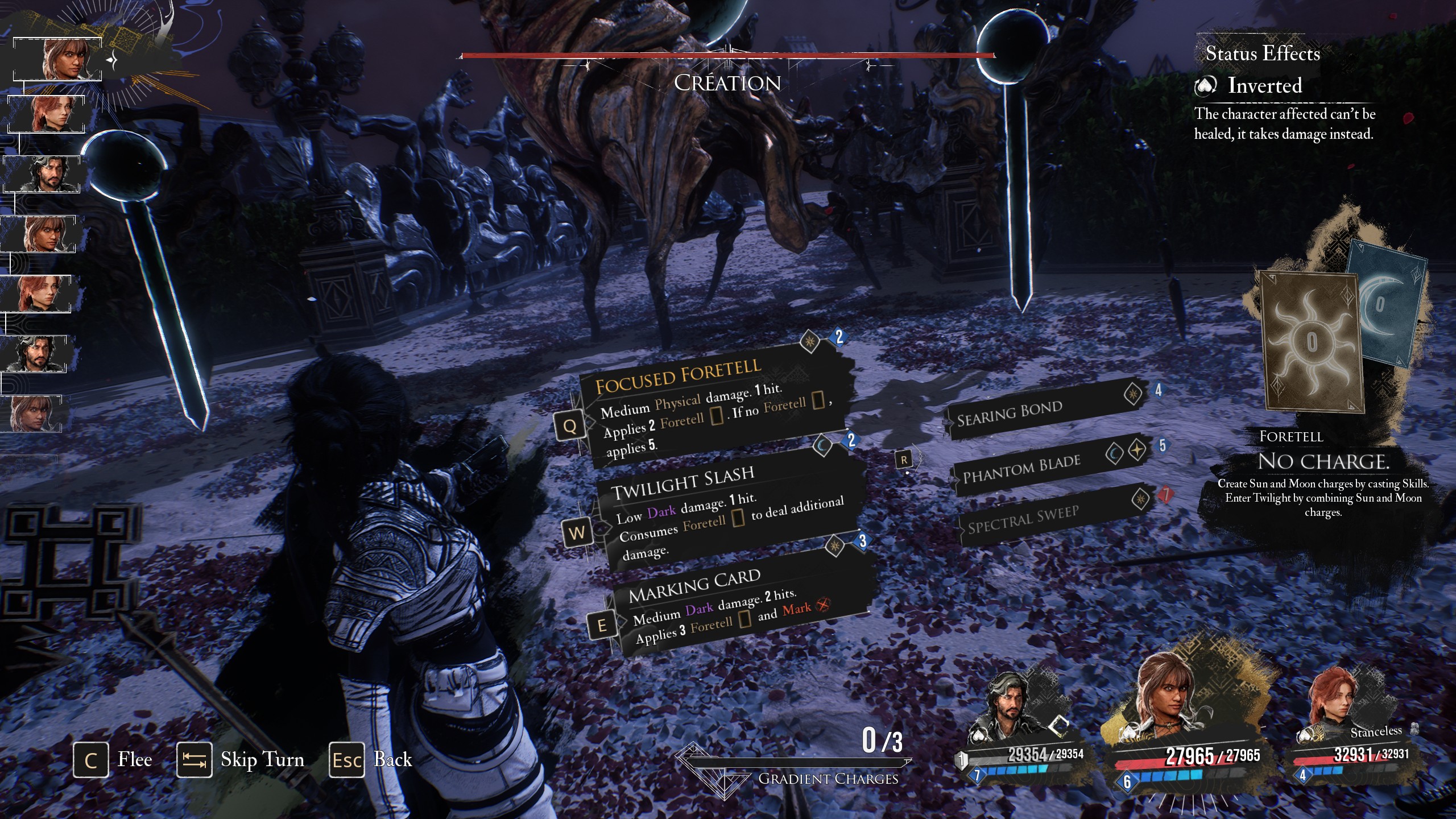 A combat menu shows the best Sciel build skills in Clair Obscur Expedition 33