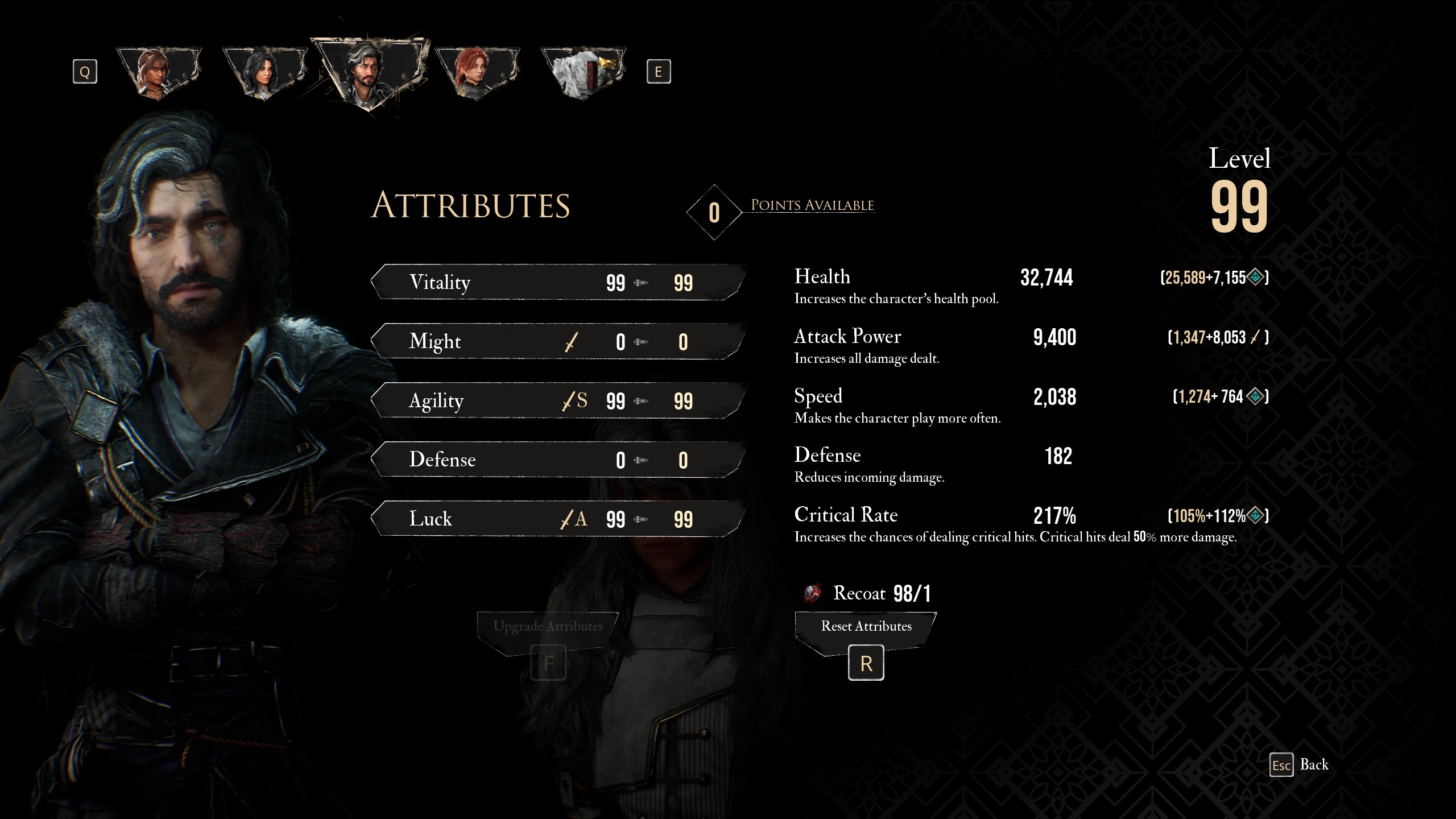 A menu shows the best attributes for Verso in the best Verso build in Clair Obscur Expedition 33