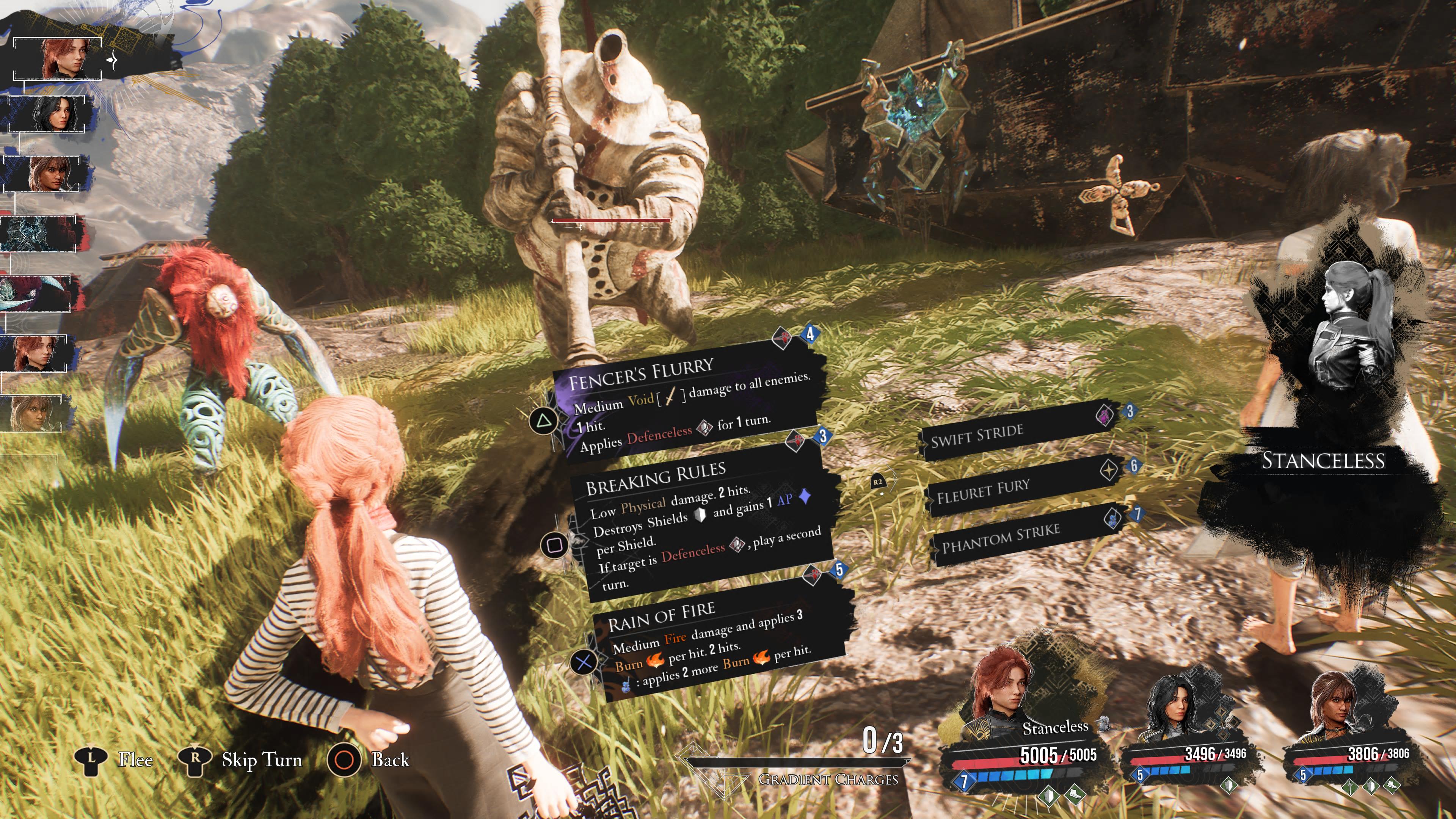 Maelle’s skills in battle against a trio of Nevrons in Clair Obscur: Expedition 33.