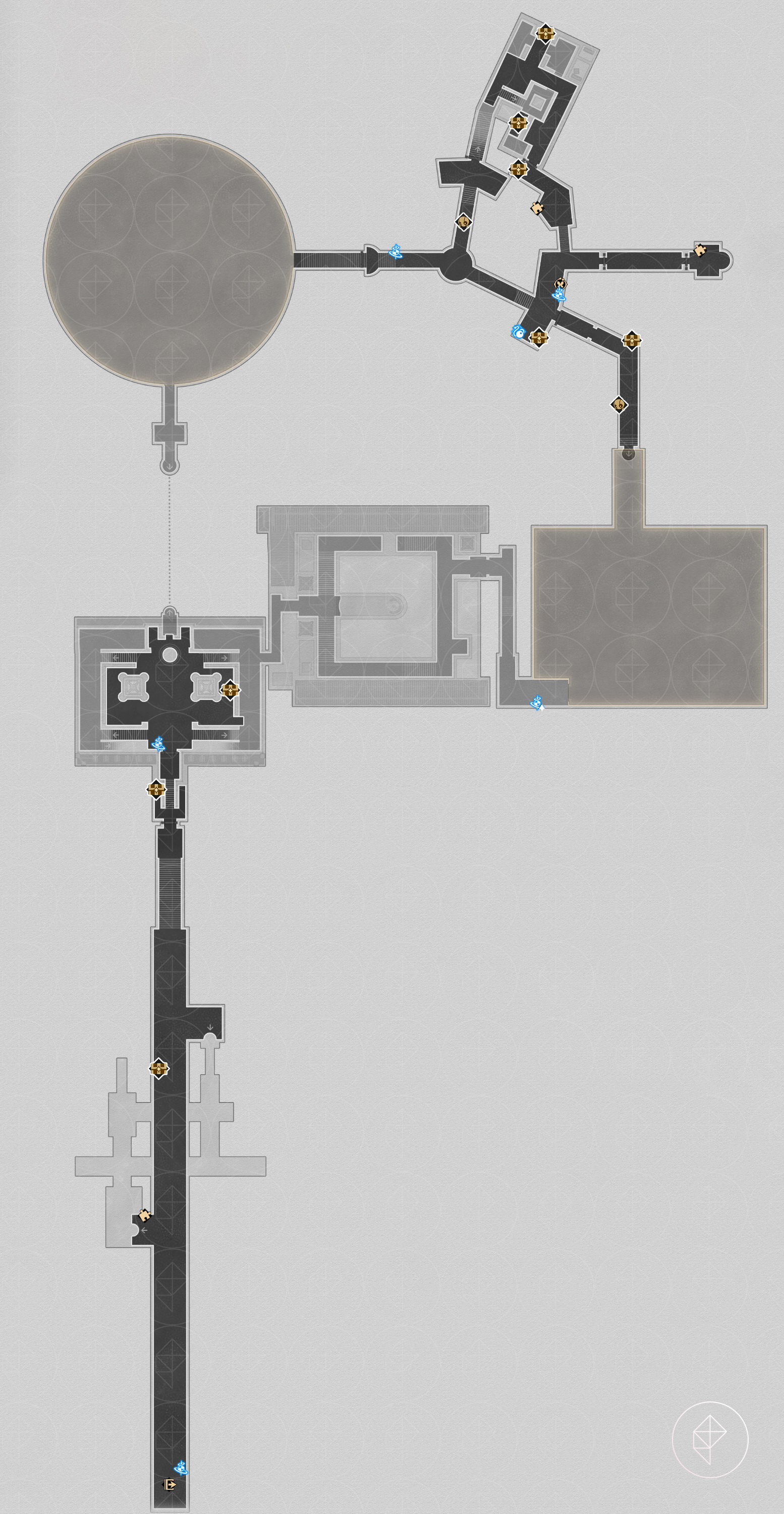 A map of the ‘Bloodbathed Battlefront’ Castrum Kremnos area in Honkai: Star Rail