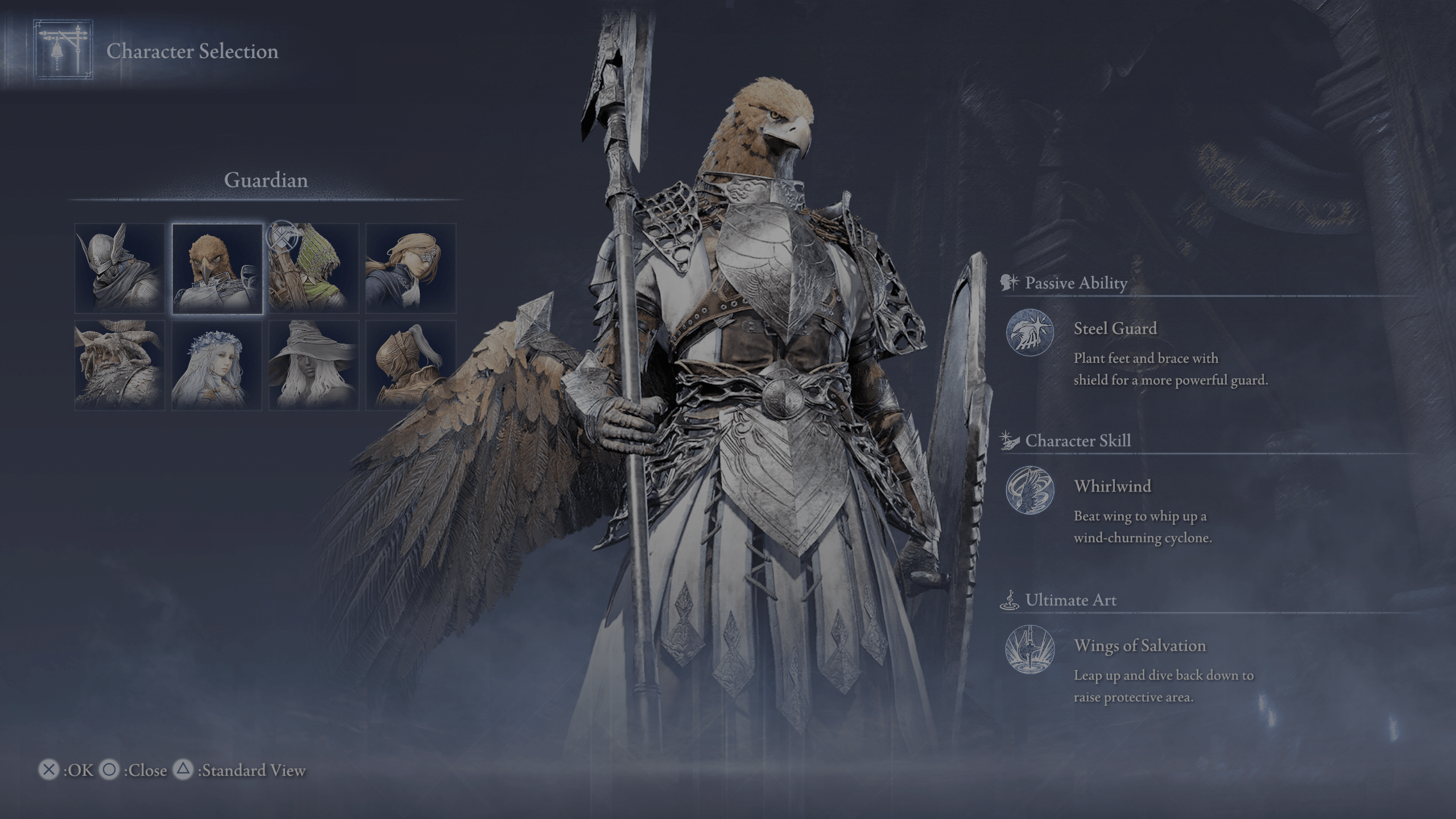 Guardian in the character selection screen of Elden Ring Nightreign