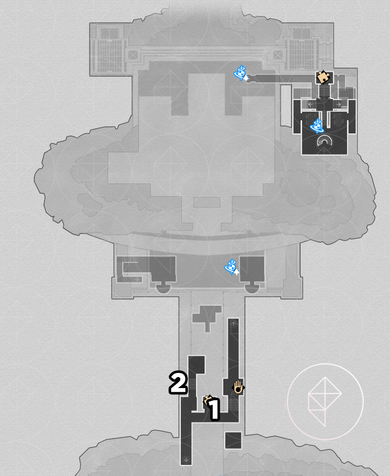 A map of “Sanctum of Prophecy” Janusopolis’ third floor, showing where to find various nymphs in Honkai: Star Rail.