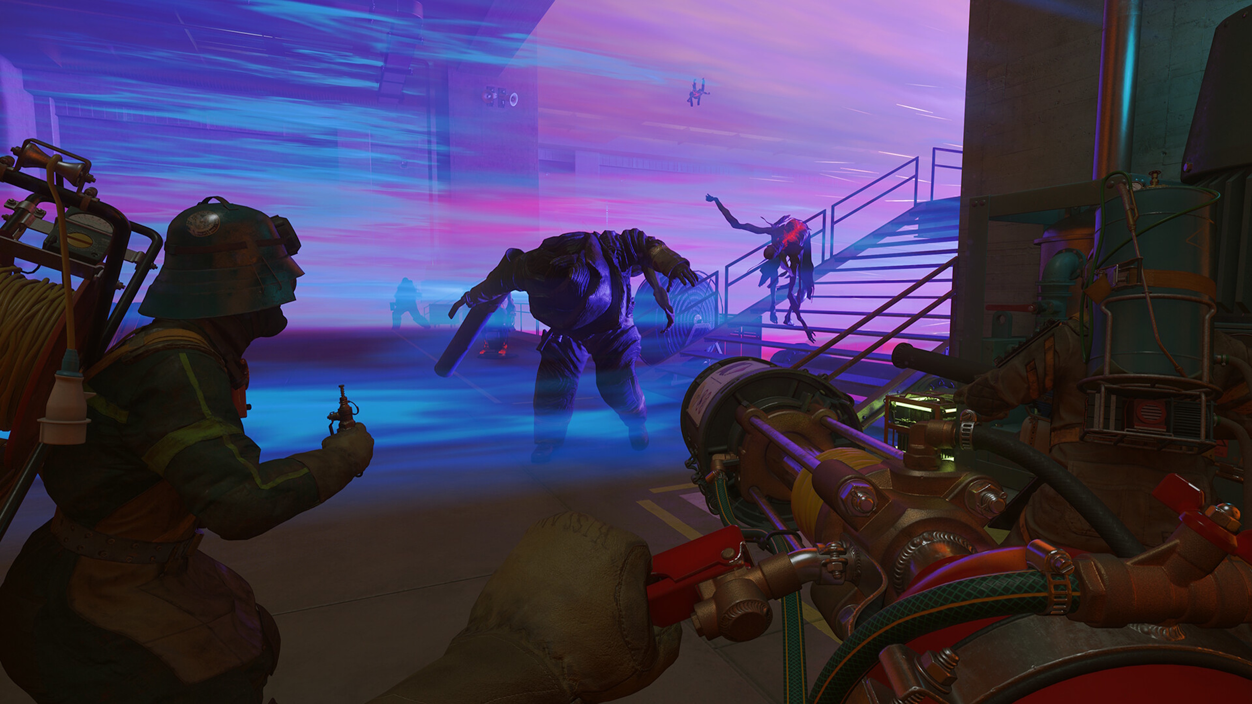 A blast of energy stunning a group of Hiss in FBC Firebreak