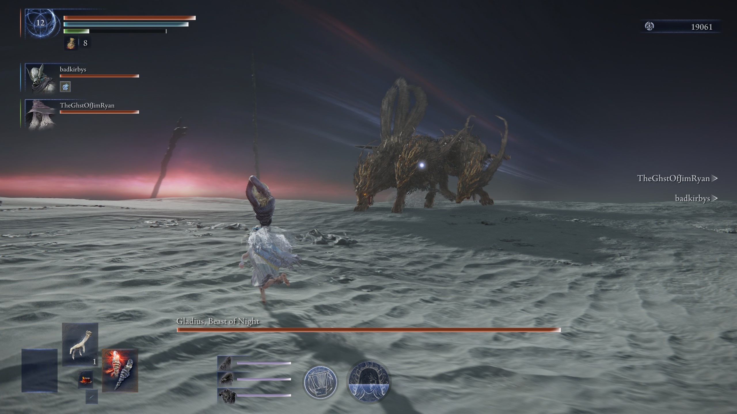The Revenant challenging Gladius in Elden Ring Nightreign