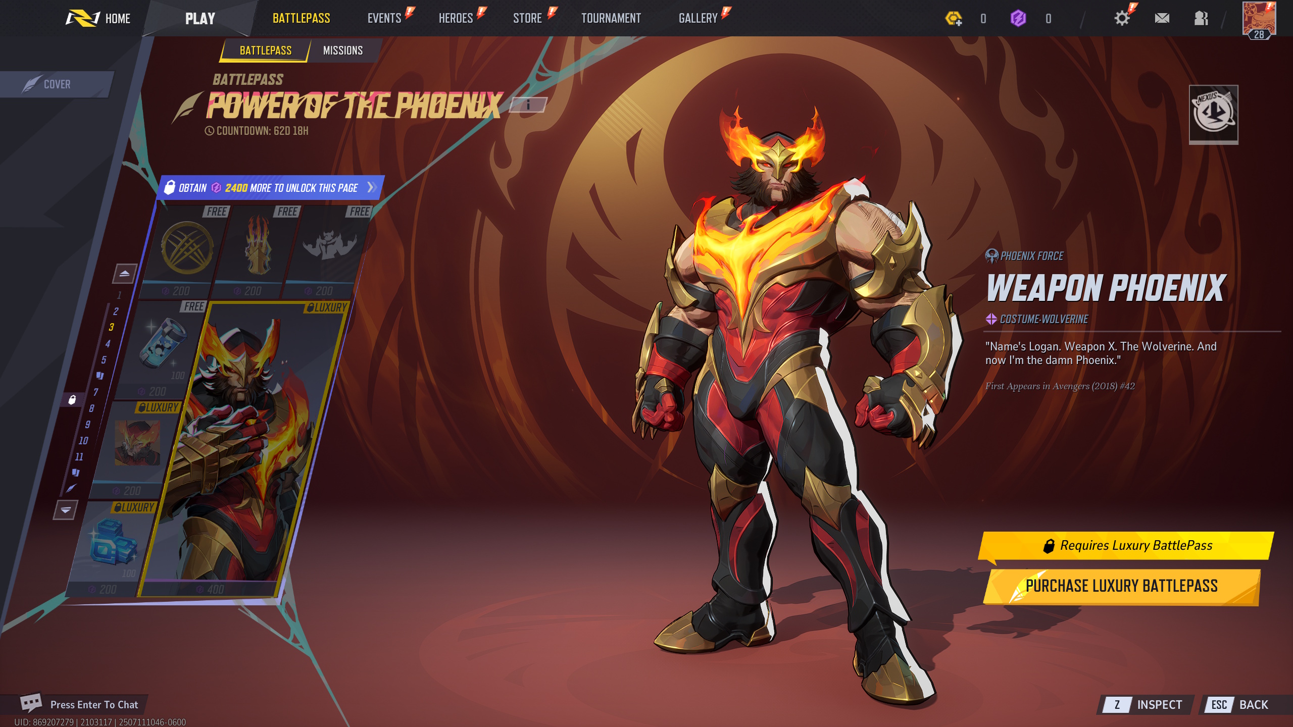 Wolverine’s Phoenix skin in Marvel Rivals