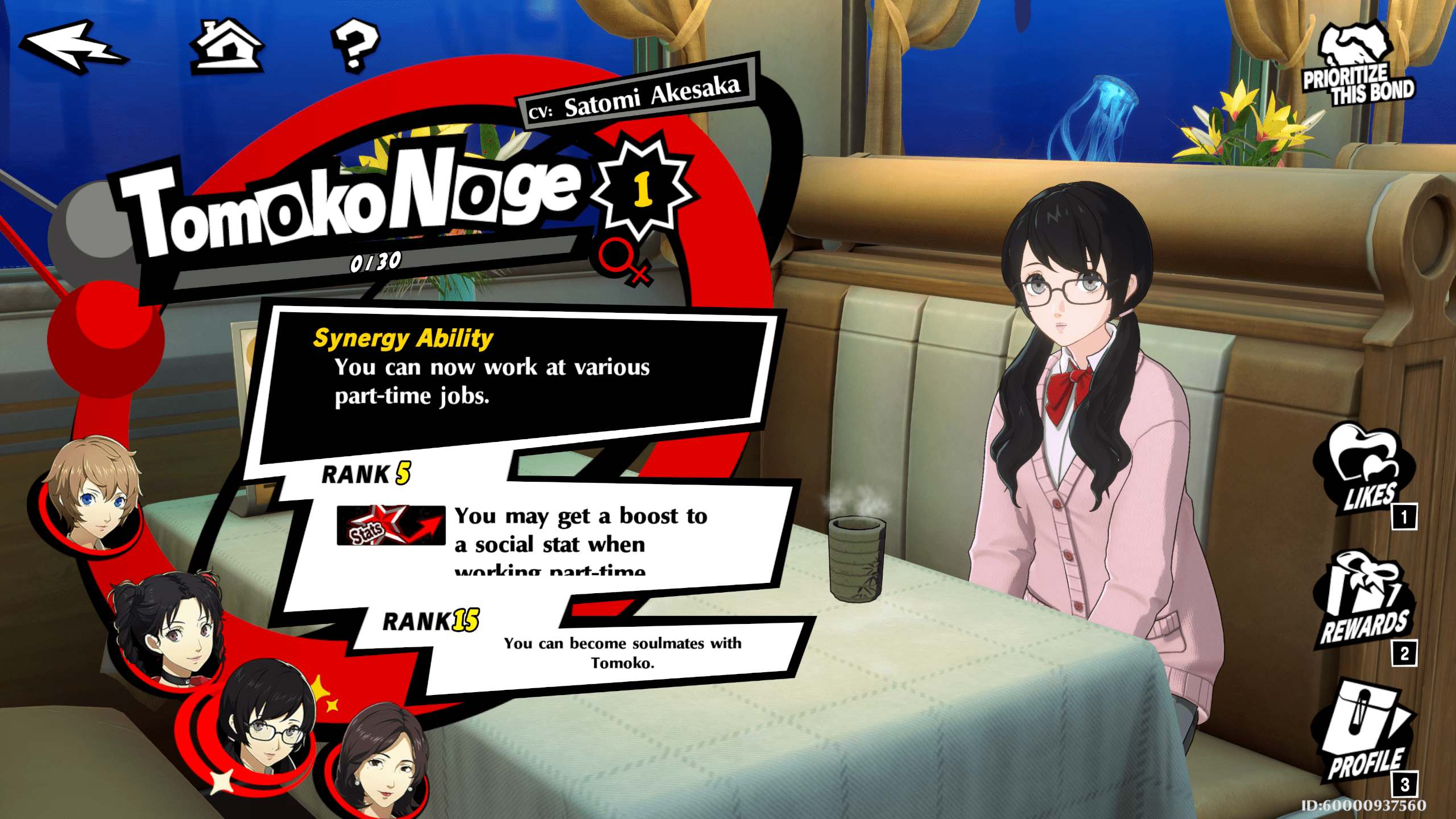A screenshot of Tomoko in Persona 5 The Phantom X on PC.
