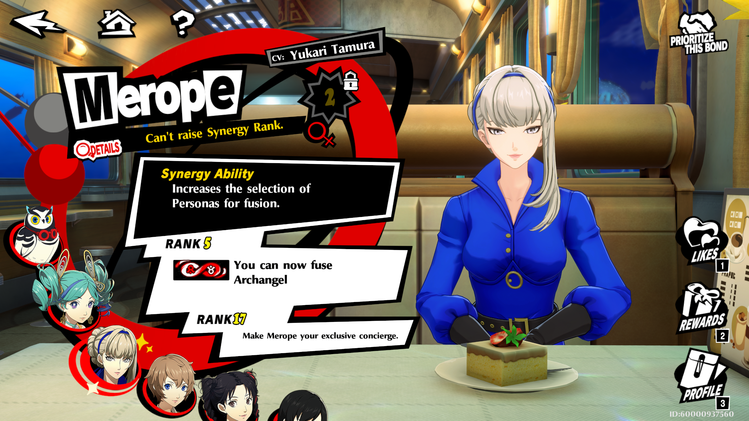 A screenshot of Merope in Persona 5 The Phantom X on PC.