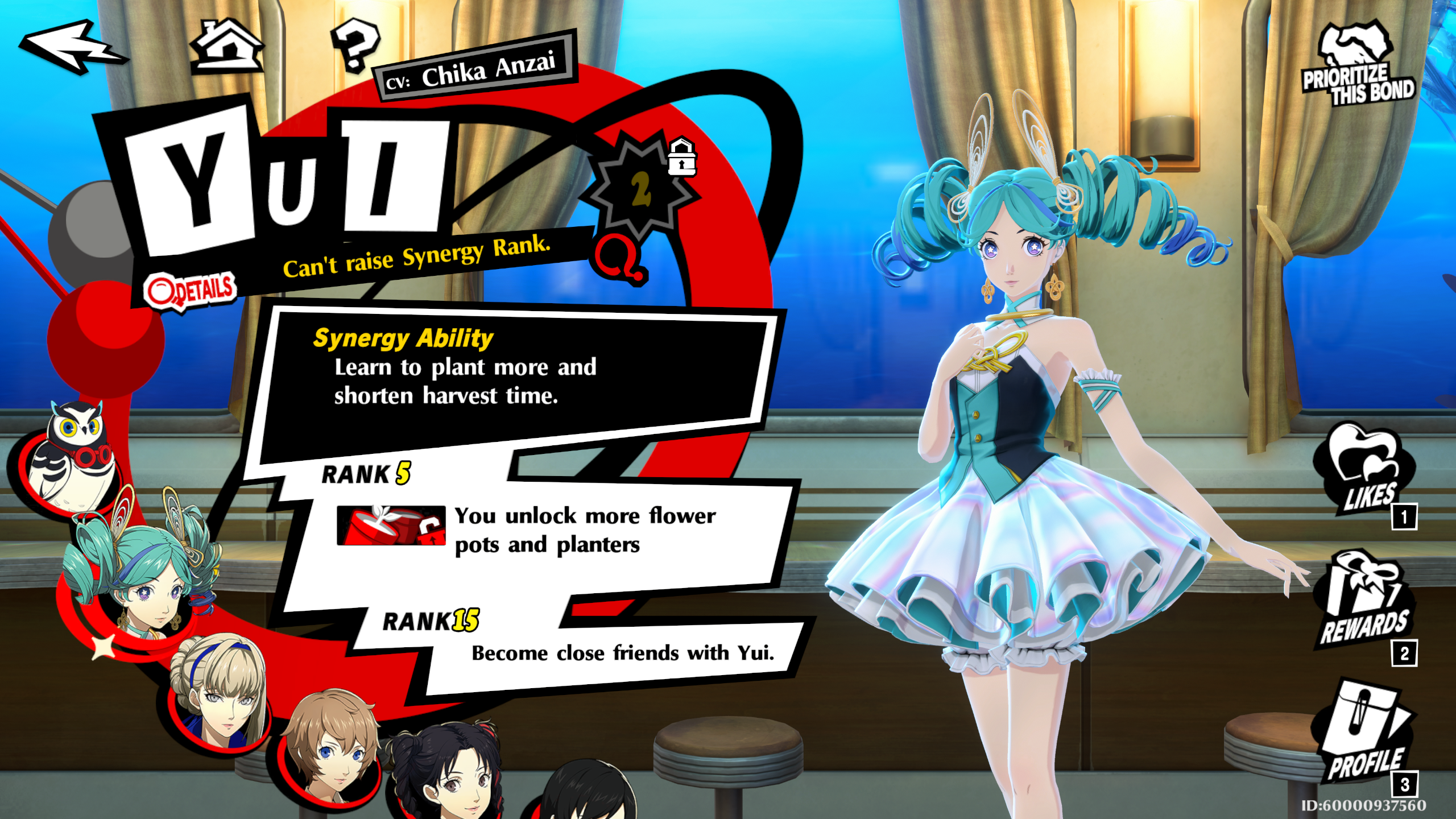 A screenshot of Yui in Persona 5 The Phantom X on PC.