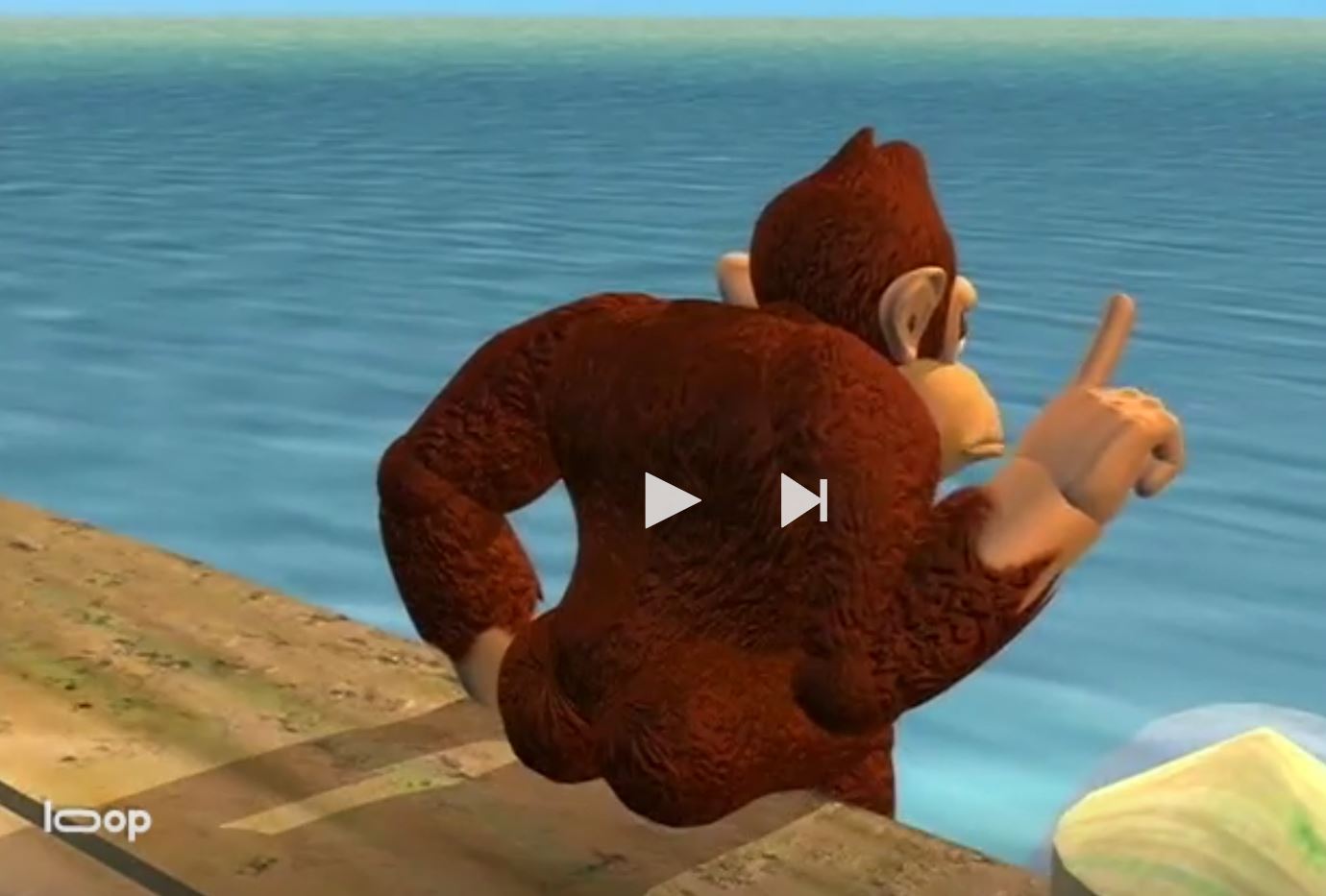 Donkey Kong in his animated show back in the 90s, as his butt faces the camera.