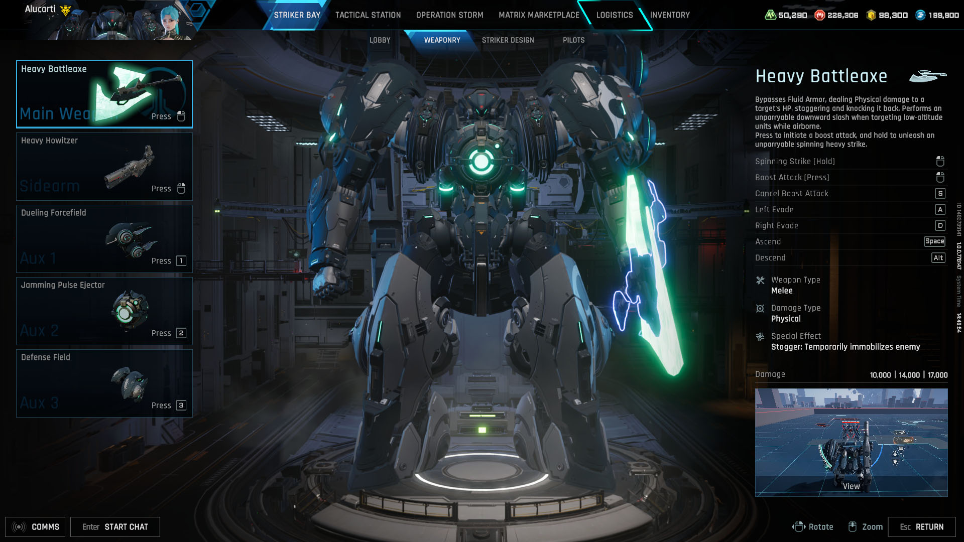 A Mecha Break screenshot showing the Welkin Striker