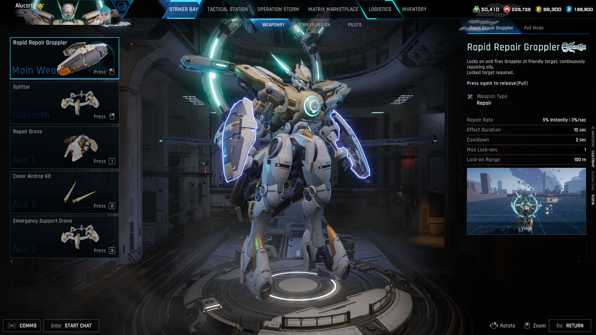 A Mecha Break screenshot showing the Pinaka Striker
