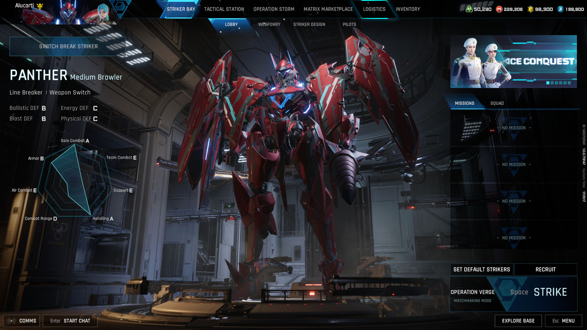 A Mecha Break screenshot showing the Panther Striker