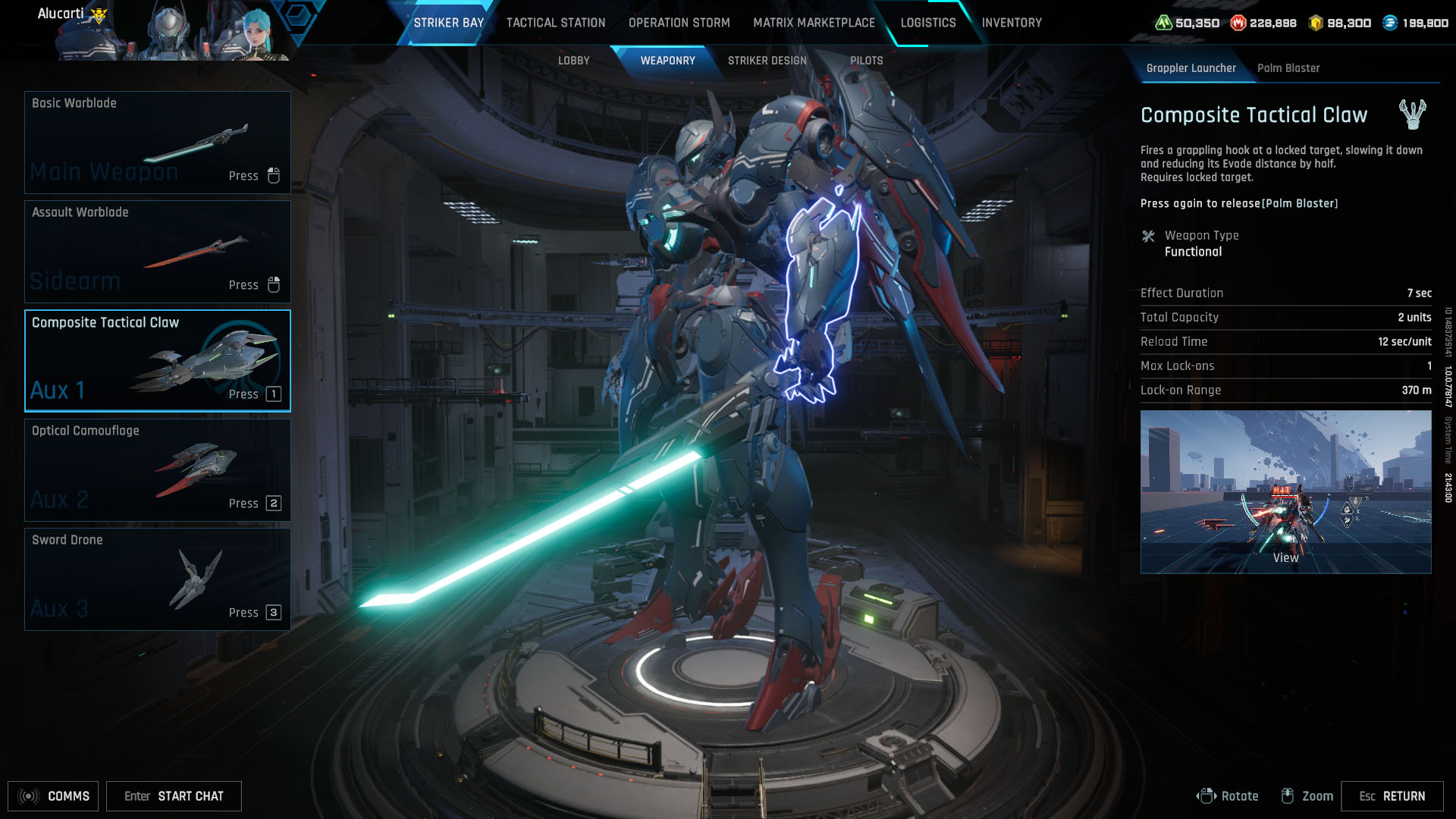 A Mecha Break screenshot showing the Stellaris Striker