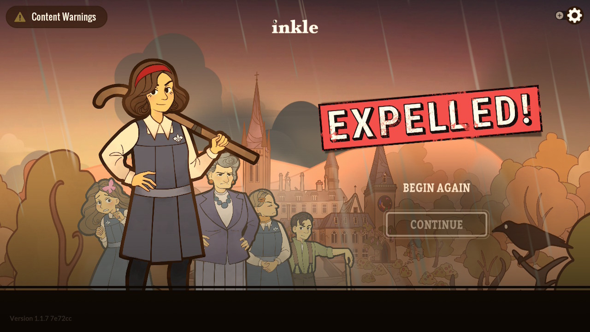 The main menu screen in Expelled