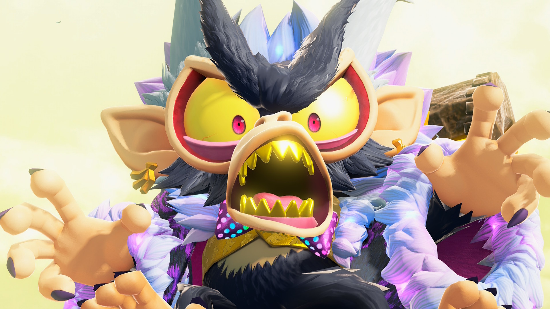 Void Kong from DK Bananza, eyes wide and mouth open in rage