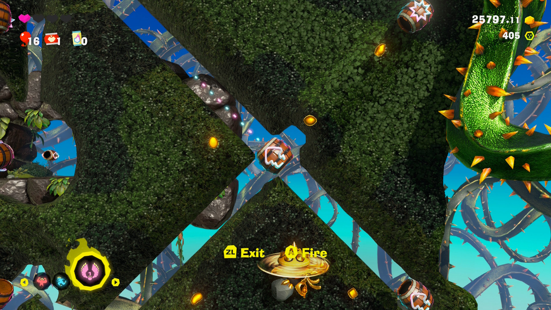 A barrel cannon puzzle in Donkey Kong Bananza