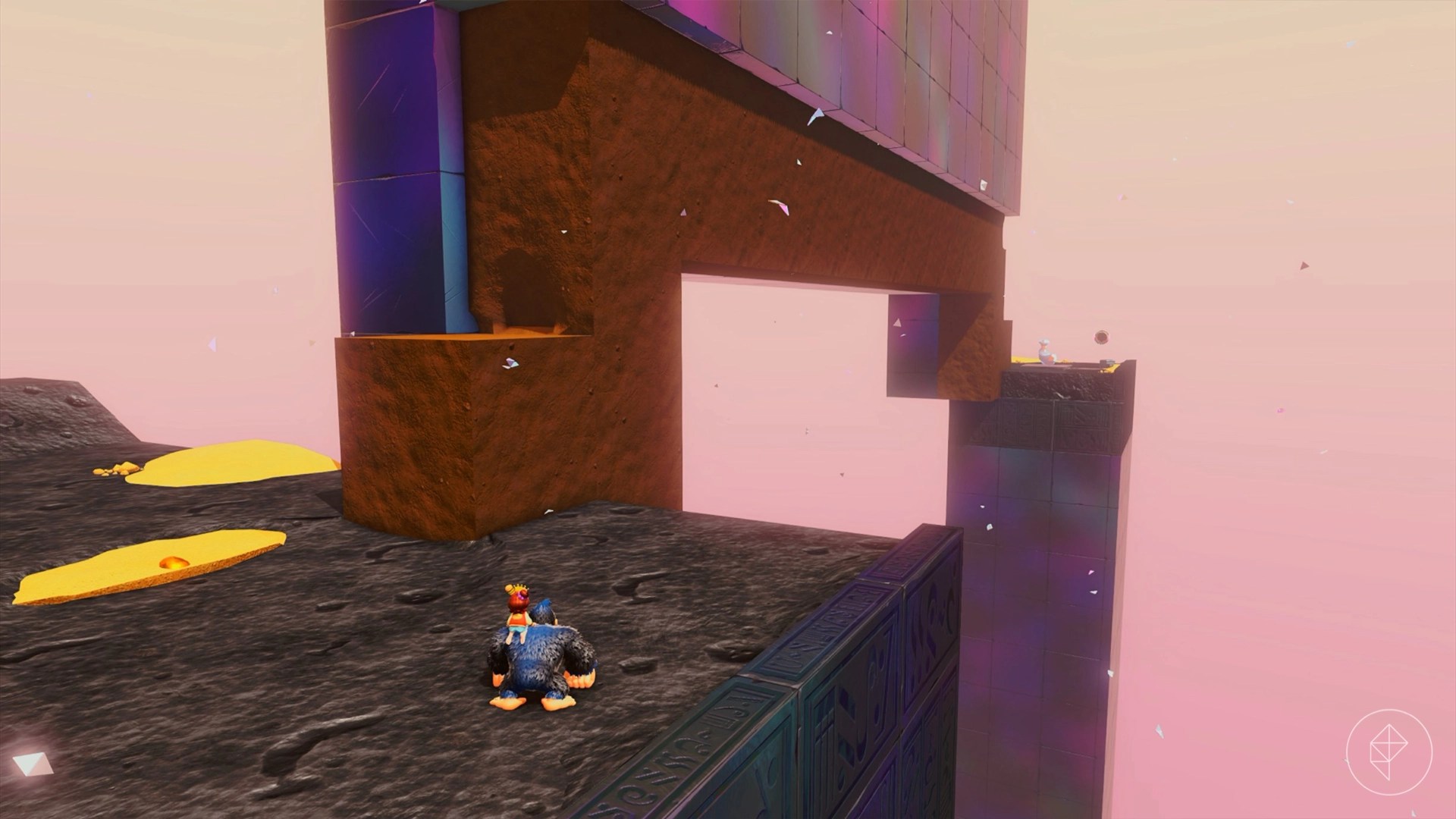 Donkey Kong standing on a stone platform before a wall of dirt.