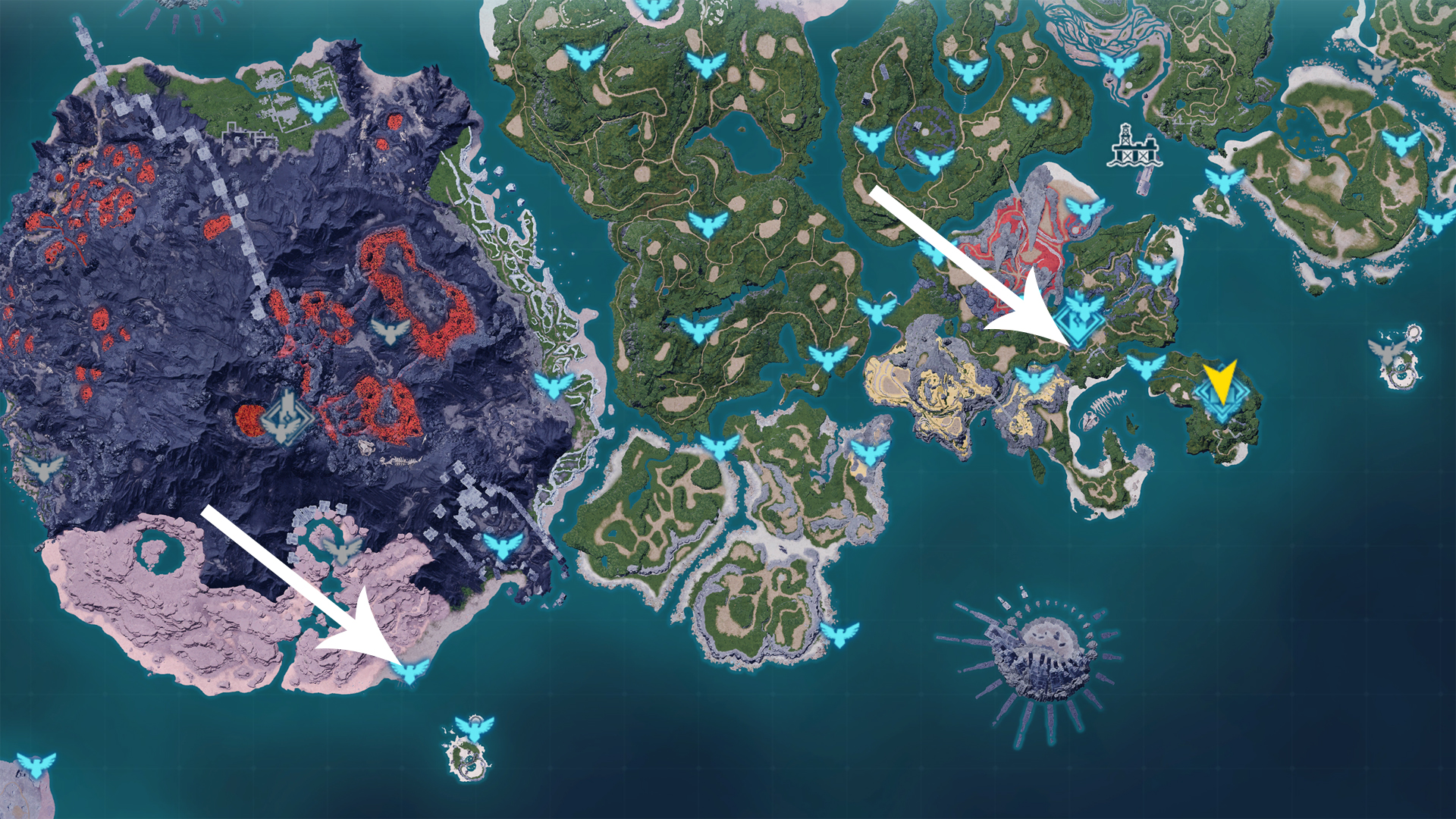 Fishing spots in Palworld.