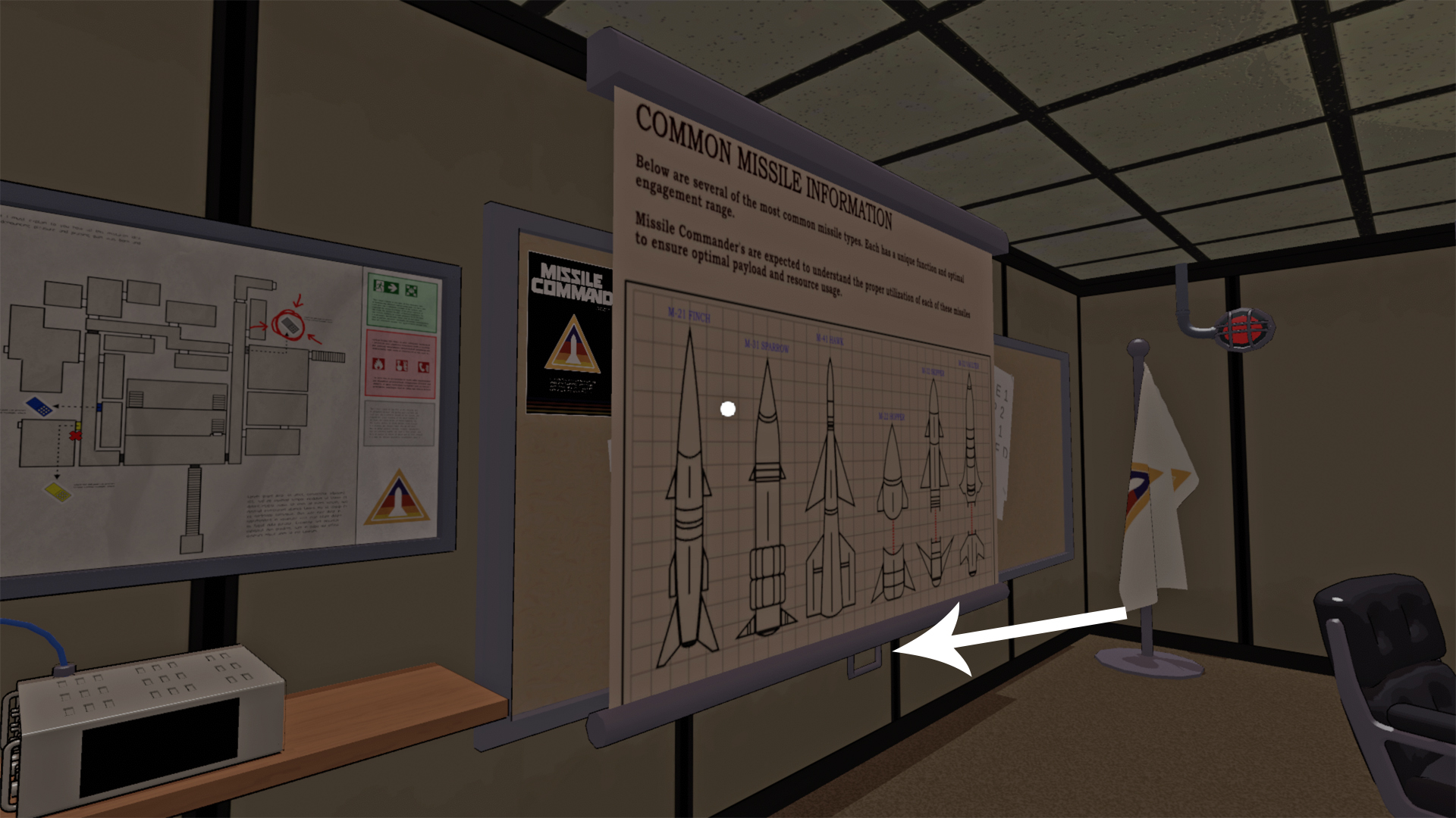 The clue needed for the keypad puzzle solution in Missile Command Delta.