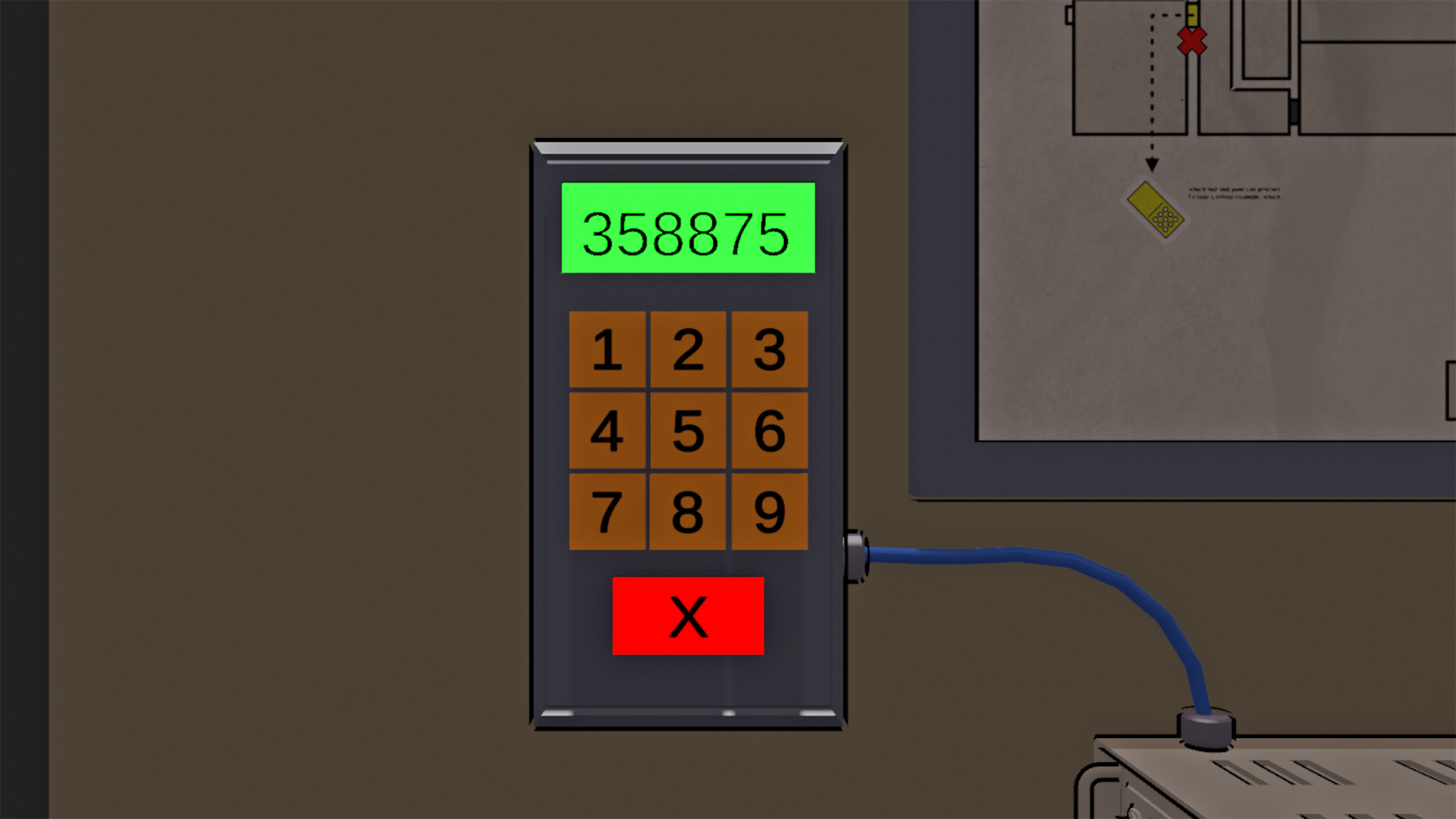 The keypad puzzle solution in Missile Command Delta.