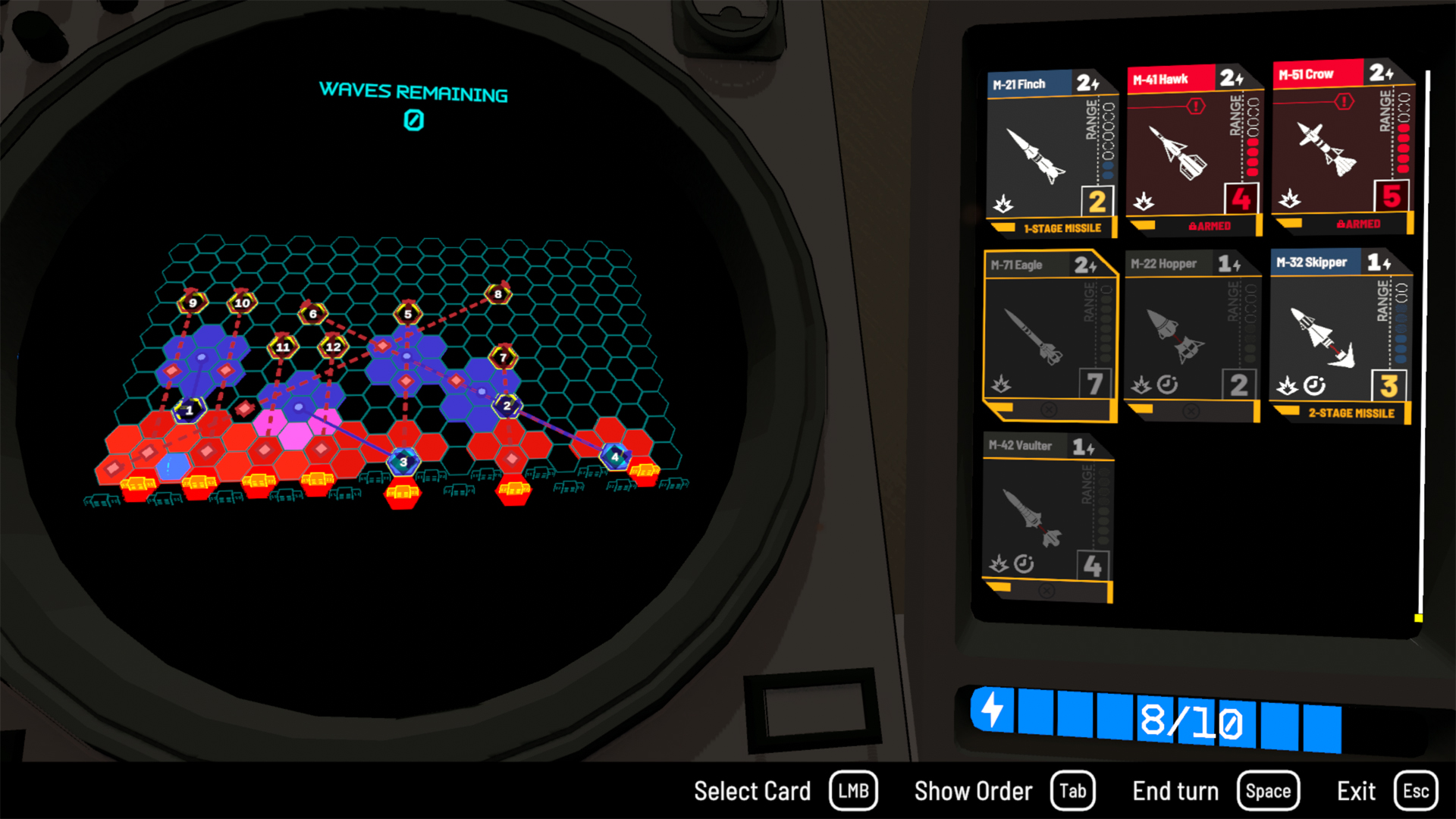 A tactical puzzle in Missile Command Delta.