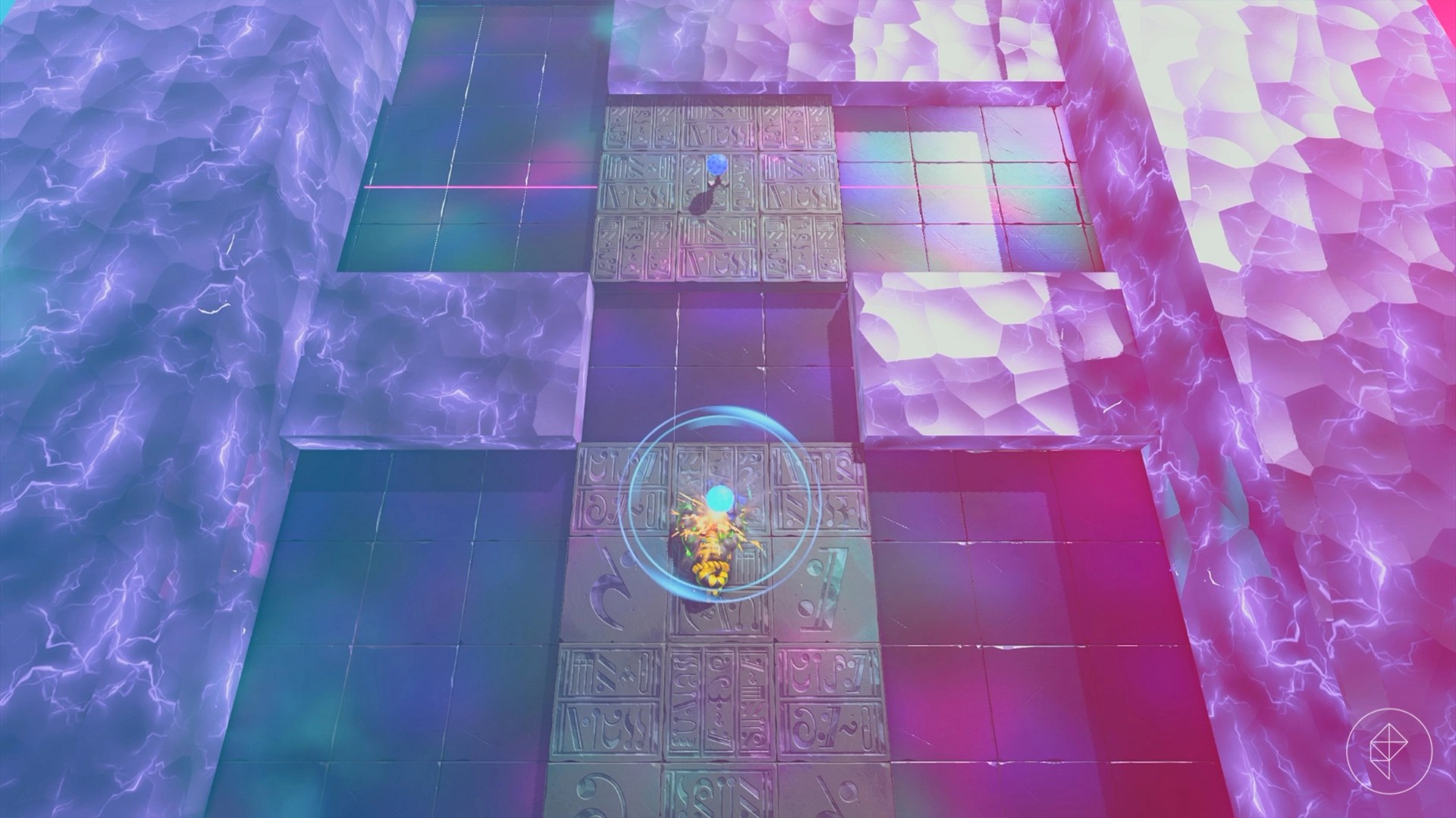 Snake Kong hitting a blue balloon in an area with a bunch of electric and concrete walls.