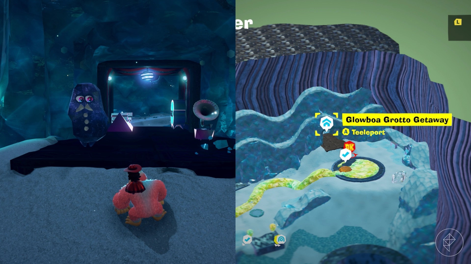 DK stands in front of a getaway on the Radiance Layer in Donkey Kong Bananza.