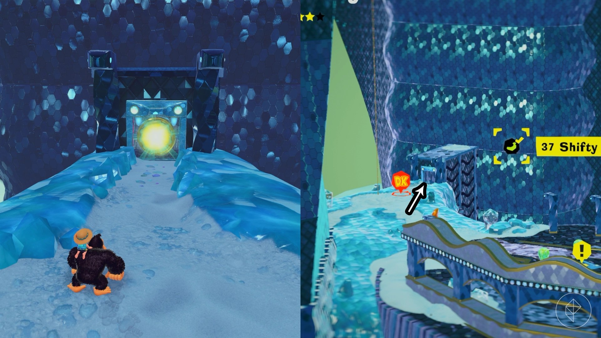 DK approaches another light door with a shifty challenge behind it in Donkey Kong Bananza.