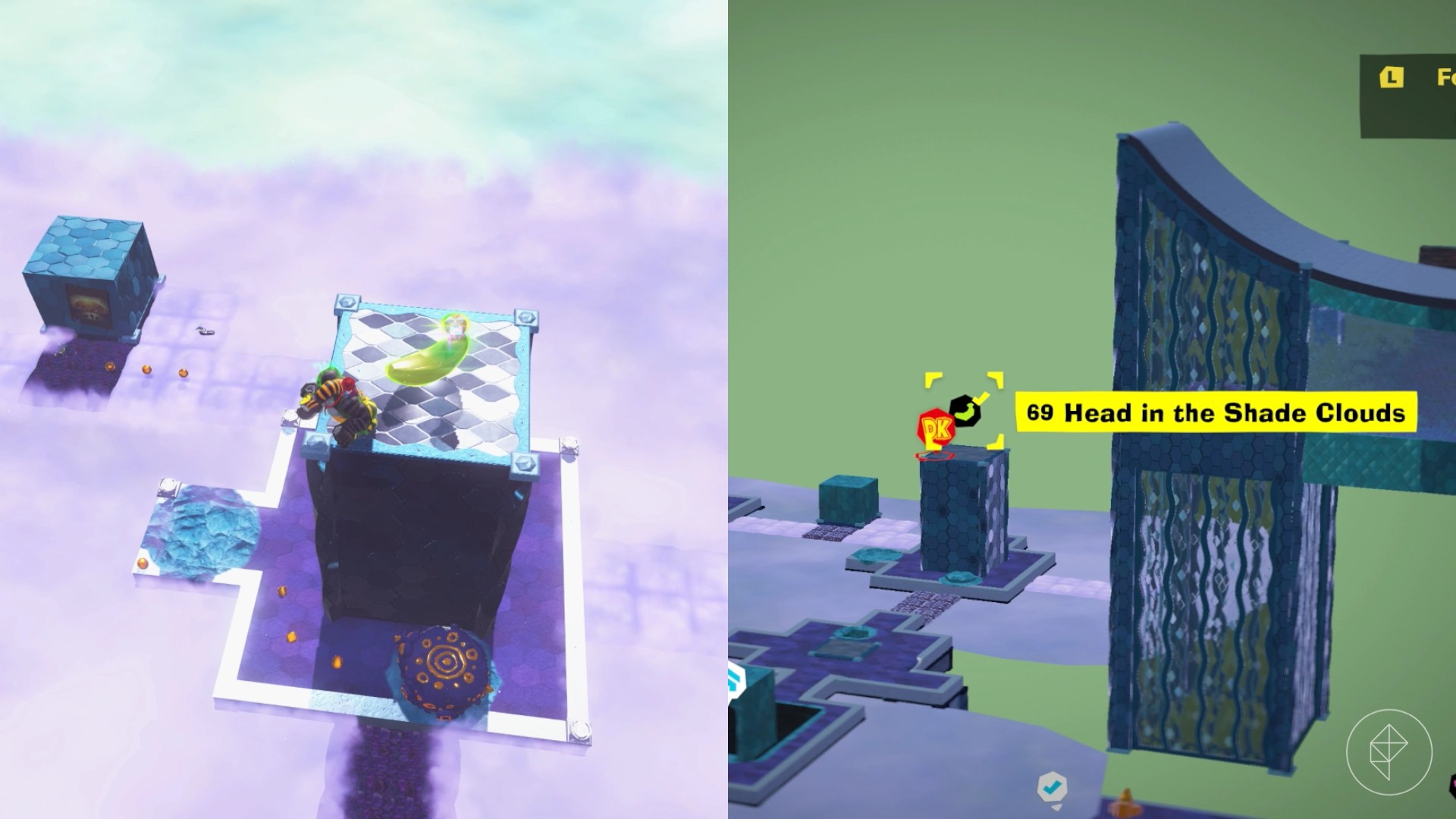 A banana on top of a stone pillar in Donkey Kong Bananza.