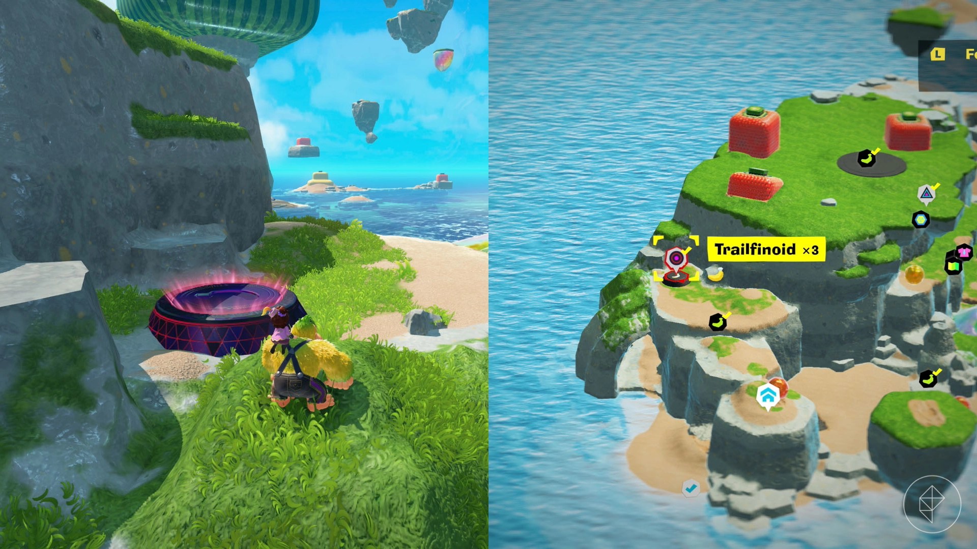 Donkey Kong standing beside a manhole cover along with its location marked on the map.